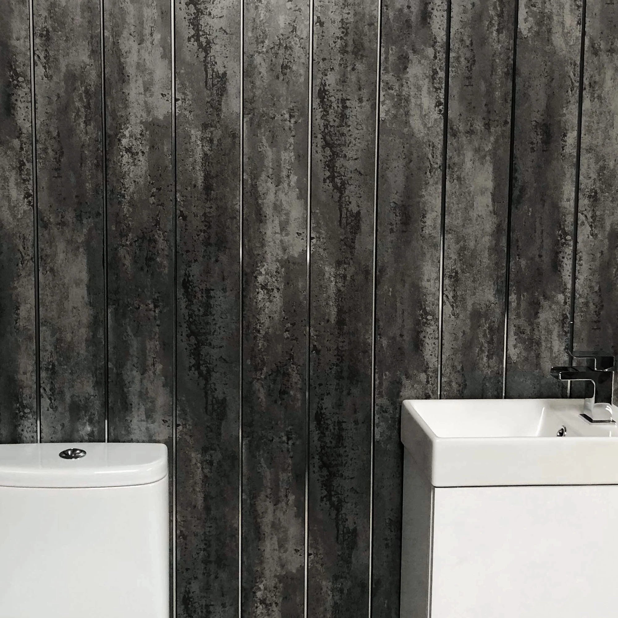 Anthracite Mist & Chrome 5mm Bathroom Cladding PVC Wall Panels - 0