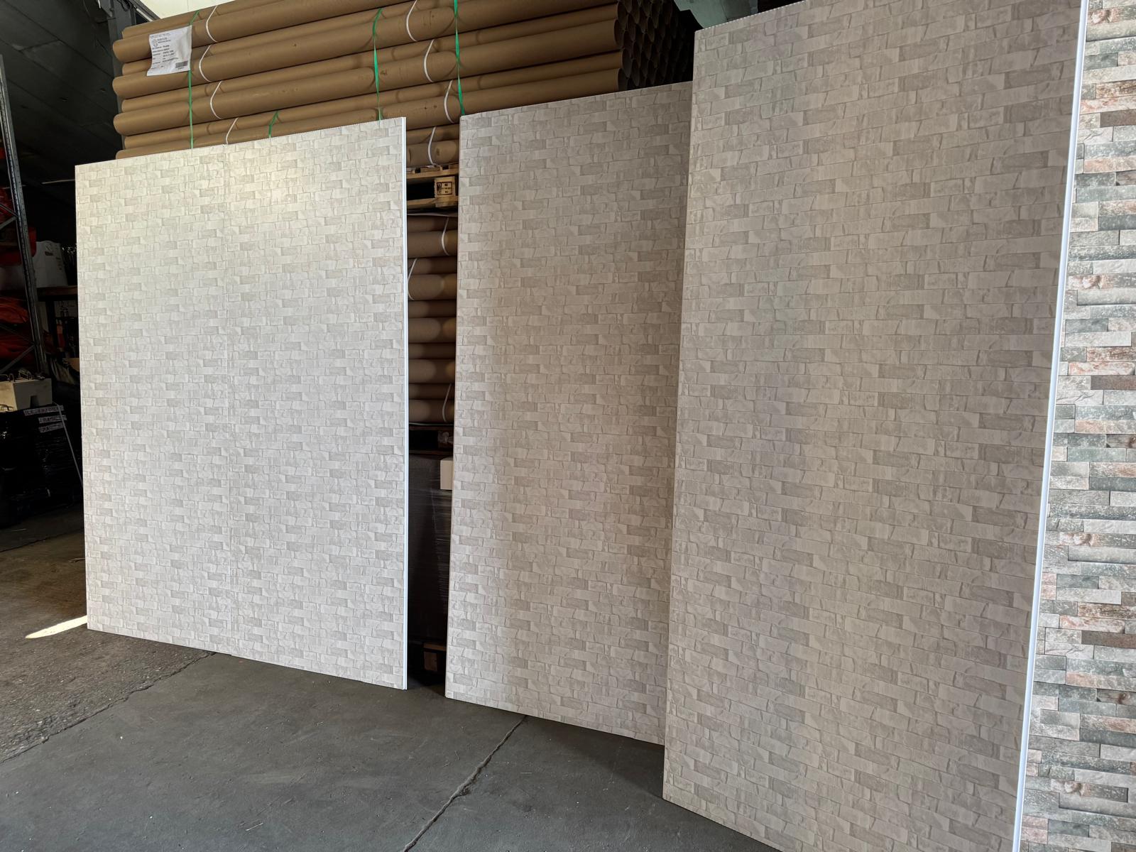 Polished White Grey Brick 10mm Bathroom Cladding PVC Shower Panels Factory second