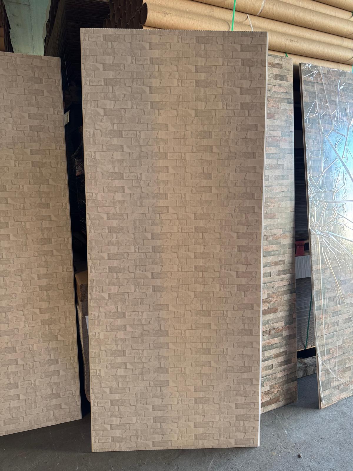 Polished White Grey Brick 10mm Bathroom Cladding PVC Shower Panels Factory second