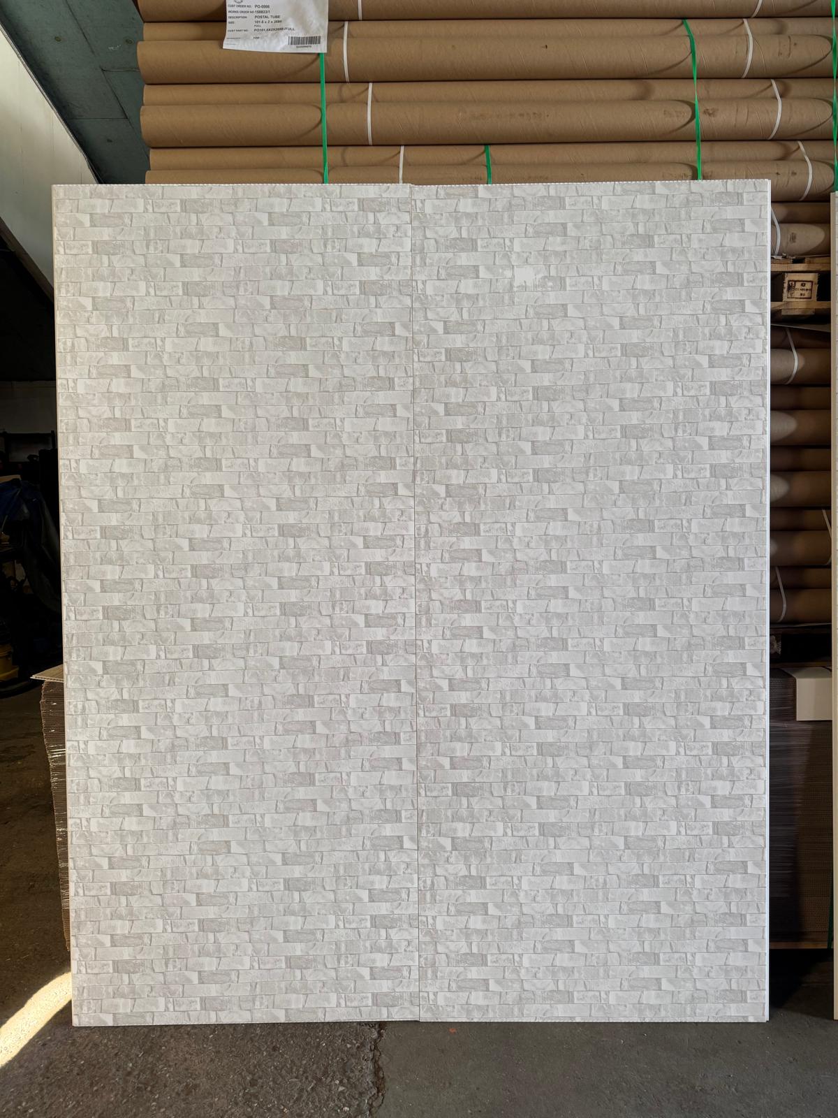 Polished White Grey Brick 10mm Bathroom Cladding PVC Shower Panels Factory second