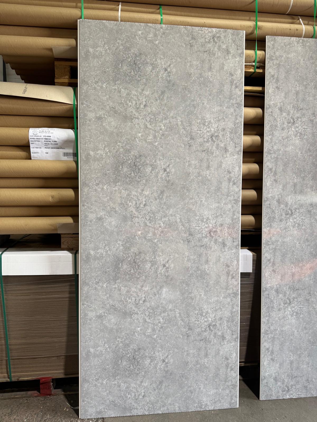 Concrete Grey 10mm Bathroom Cladding PVC Panels Factory Seconds