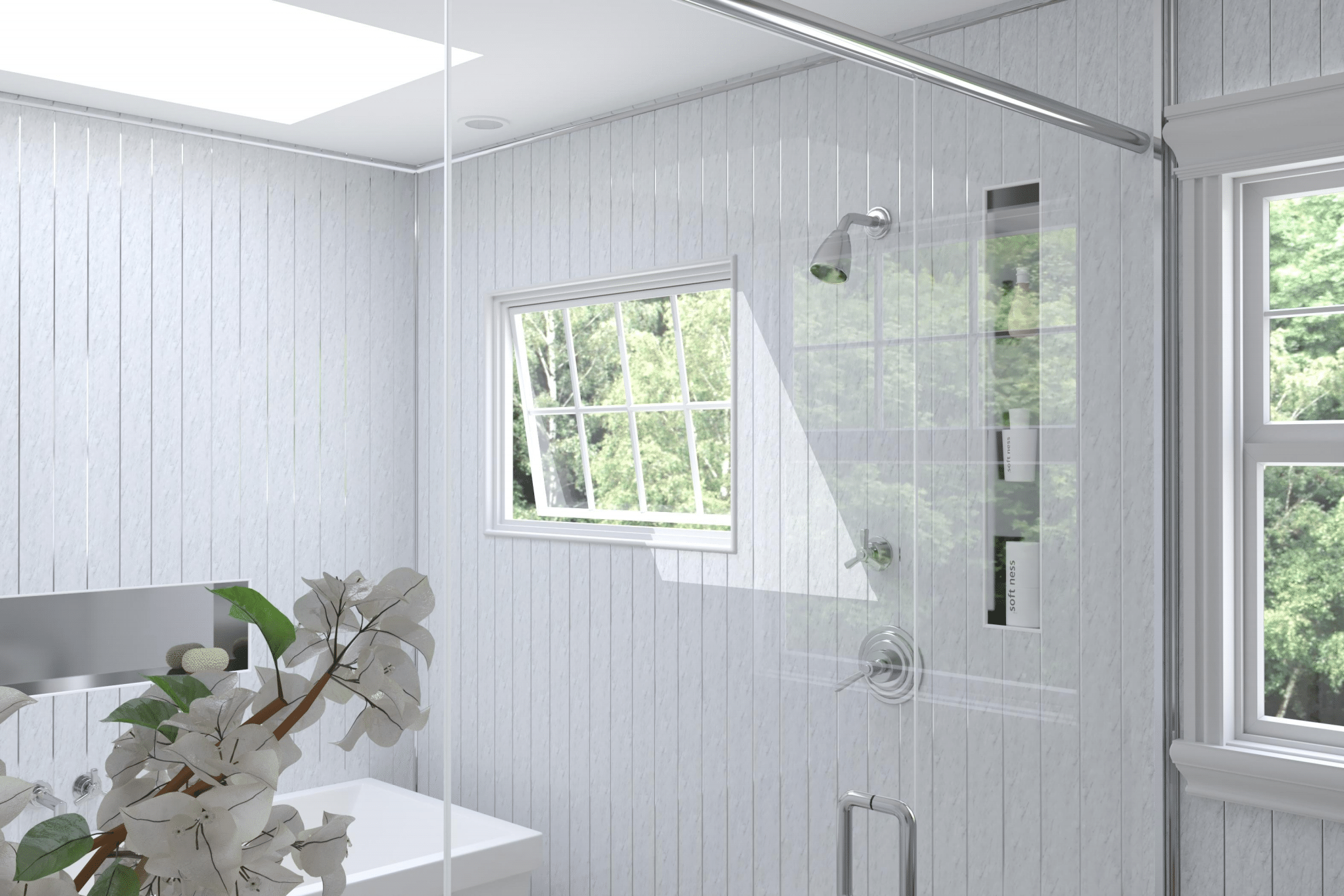 Light Grey Marble & Chrome 5mm Bathroom Wall Panels PVC Cladding - 0
