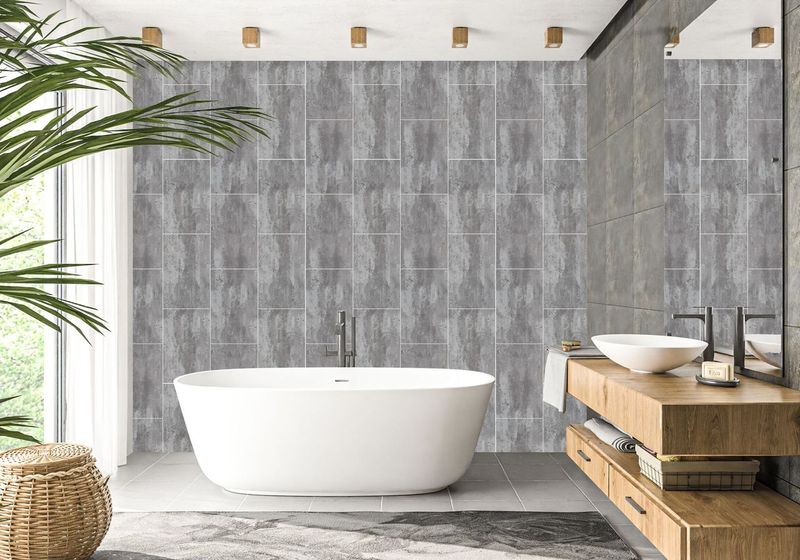 Silver Mist Tile Groove 8mm Bathroom Cladding Wet Wall Panels - 0