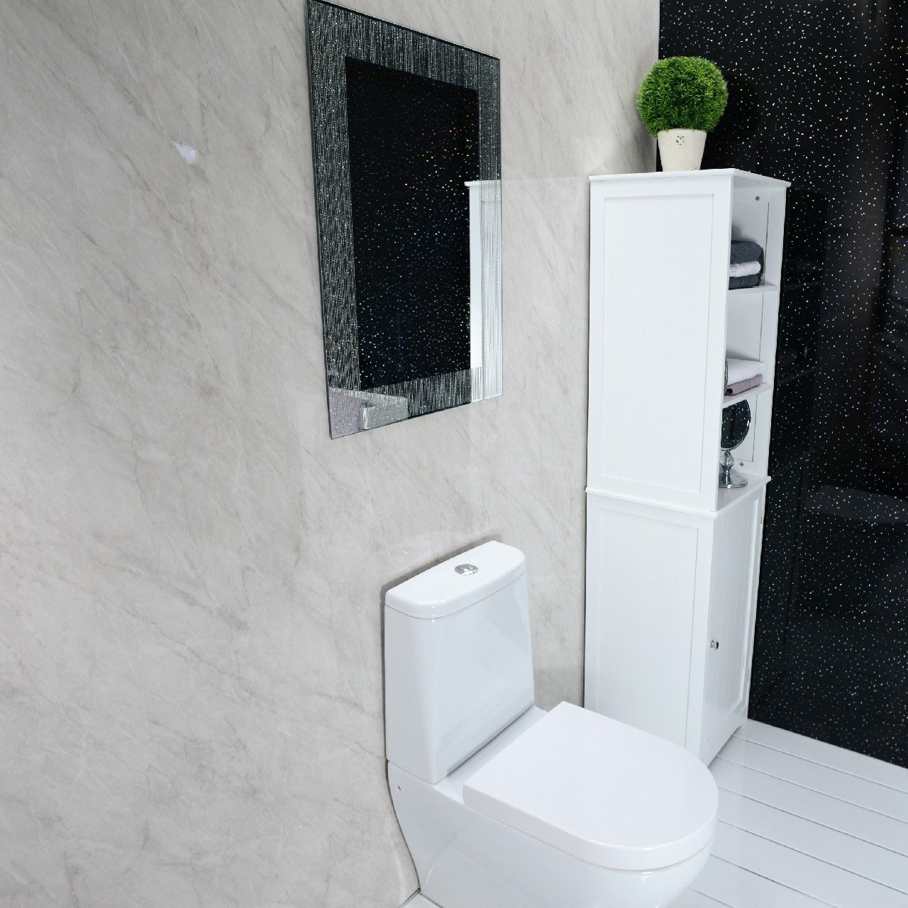 Sample of Grey Marble 10mm Bathroom Cladding PVC Shower Panels