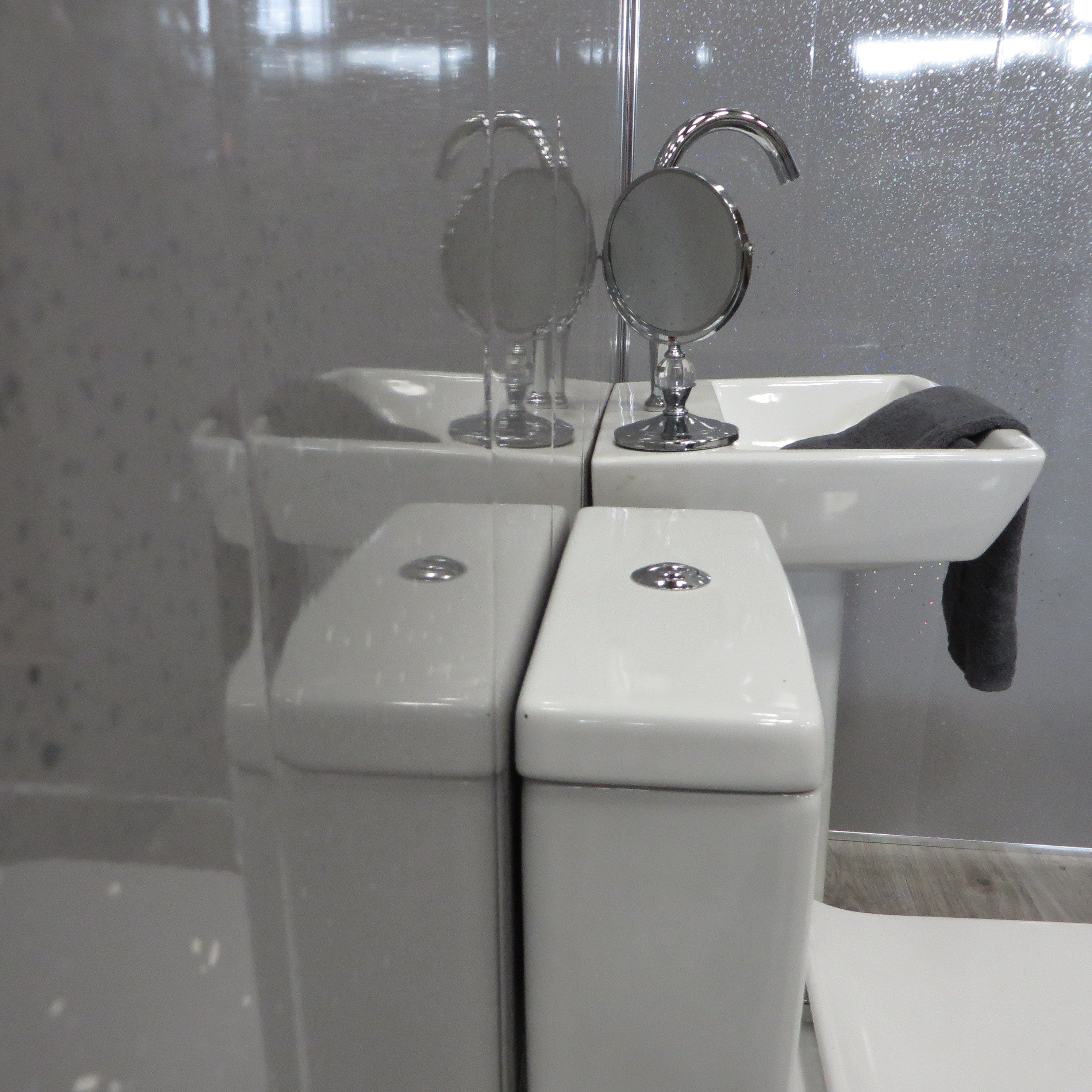 Sample of Grey Sparkle 5mm Bathroom Cladding Wet Wall Panels