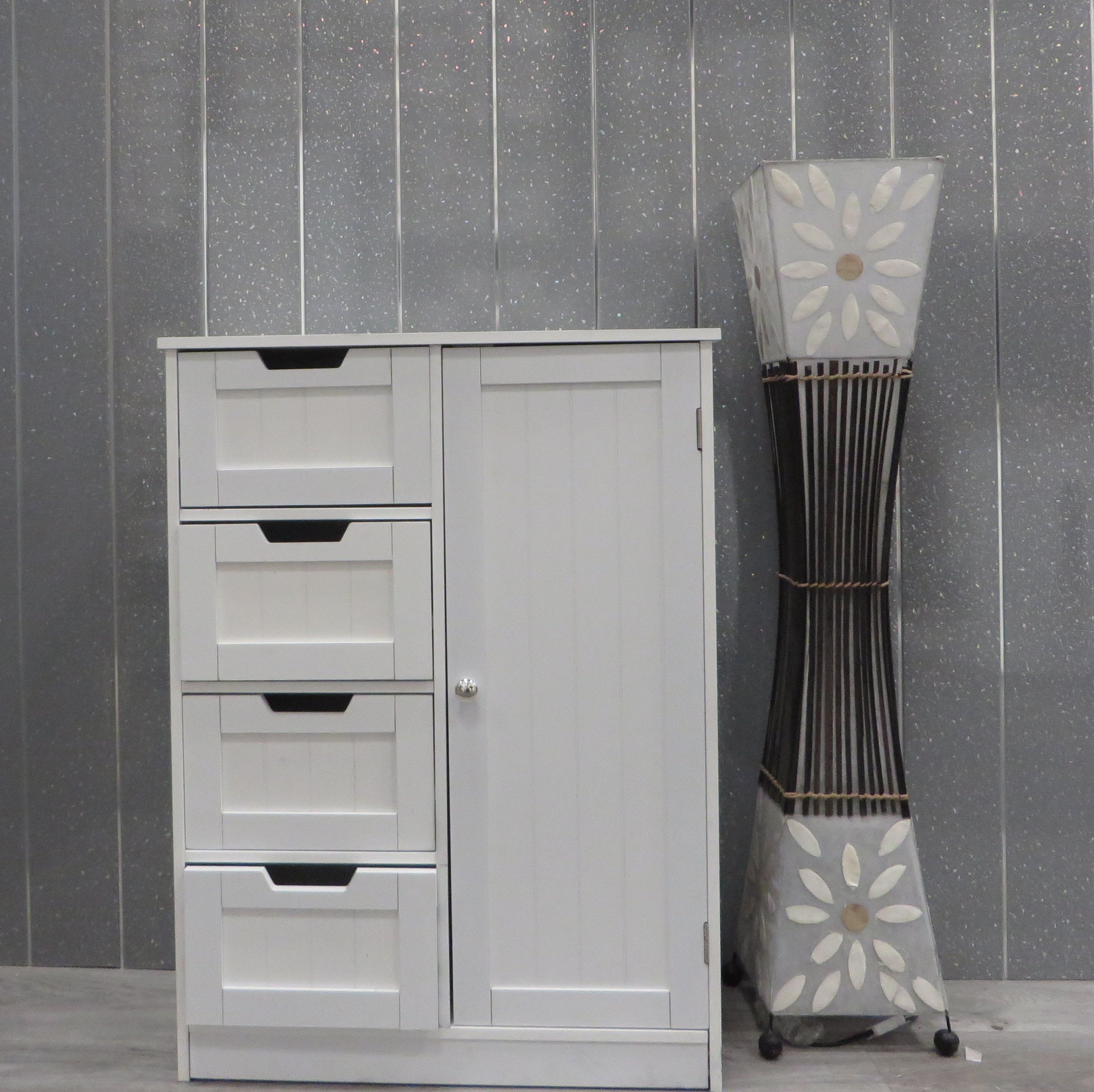 Sample of Grey Sparkle & Chrome 5mm Bathroom Wall Panels PVC Cladding