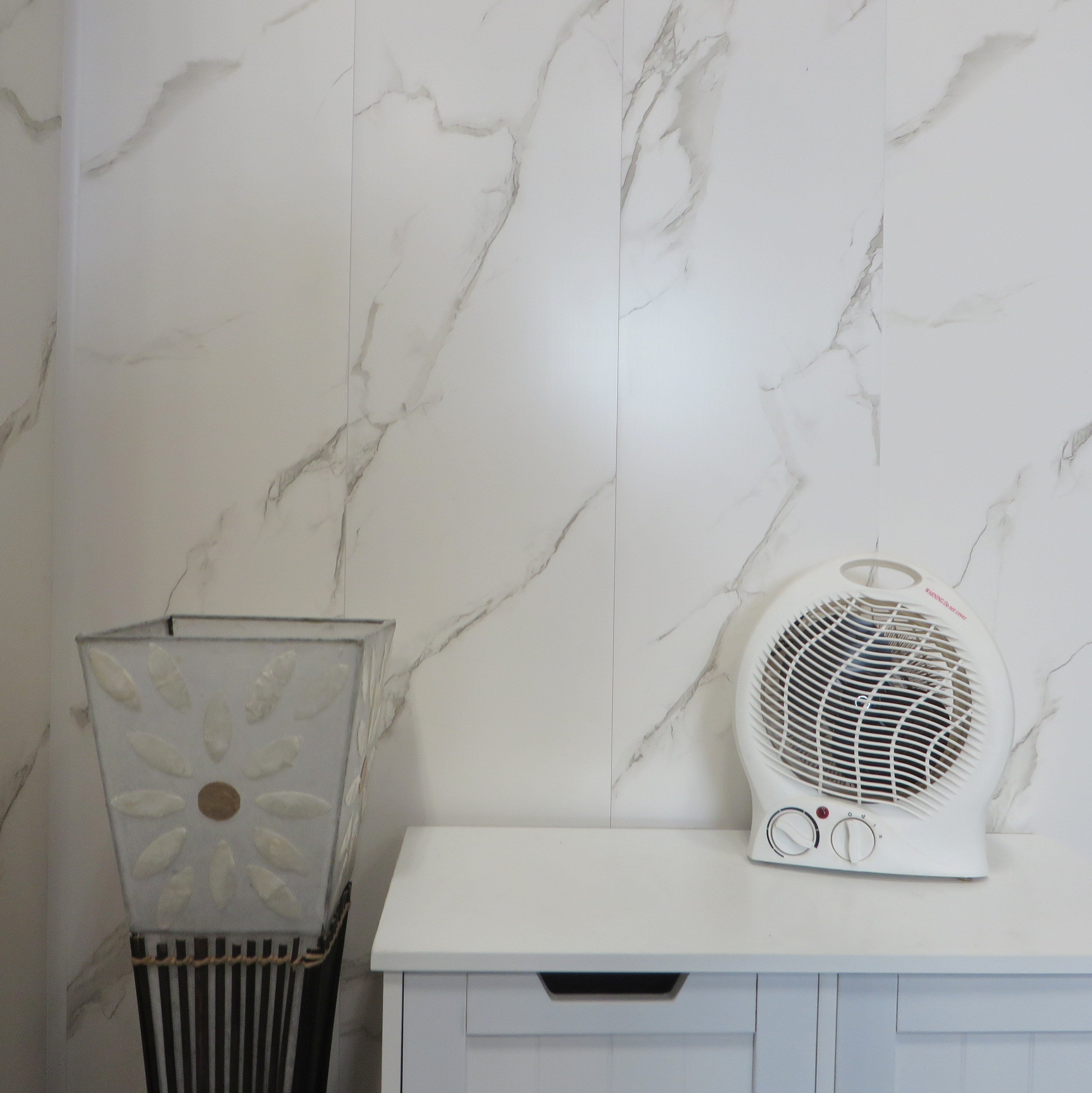 White Marble 5mm Bathroom Wall Panels Ceiling Cladding