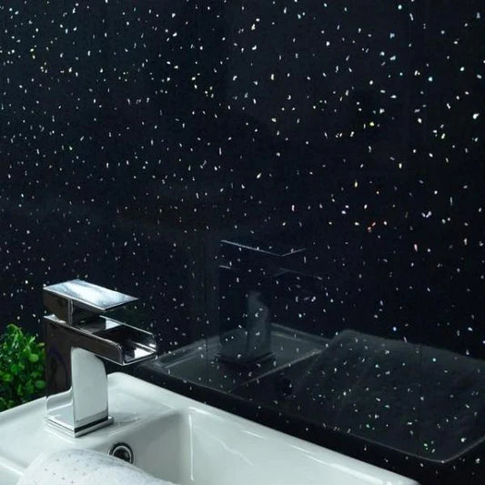 Sample of Black Sparkle 5mm Bathroom Cladding Wet Wall Panels