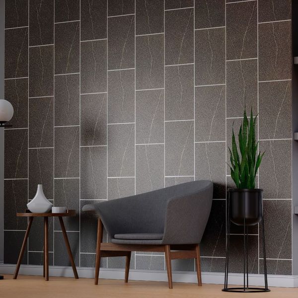 Sample of Grey Granite Tile Groove 8mm Bathroom Cladding PVC Wall Panels - 0