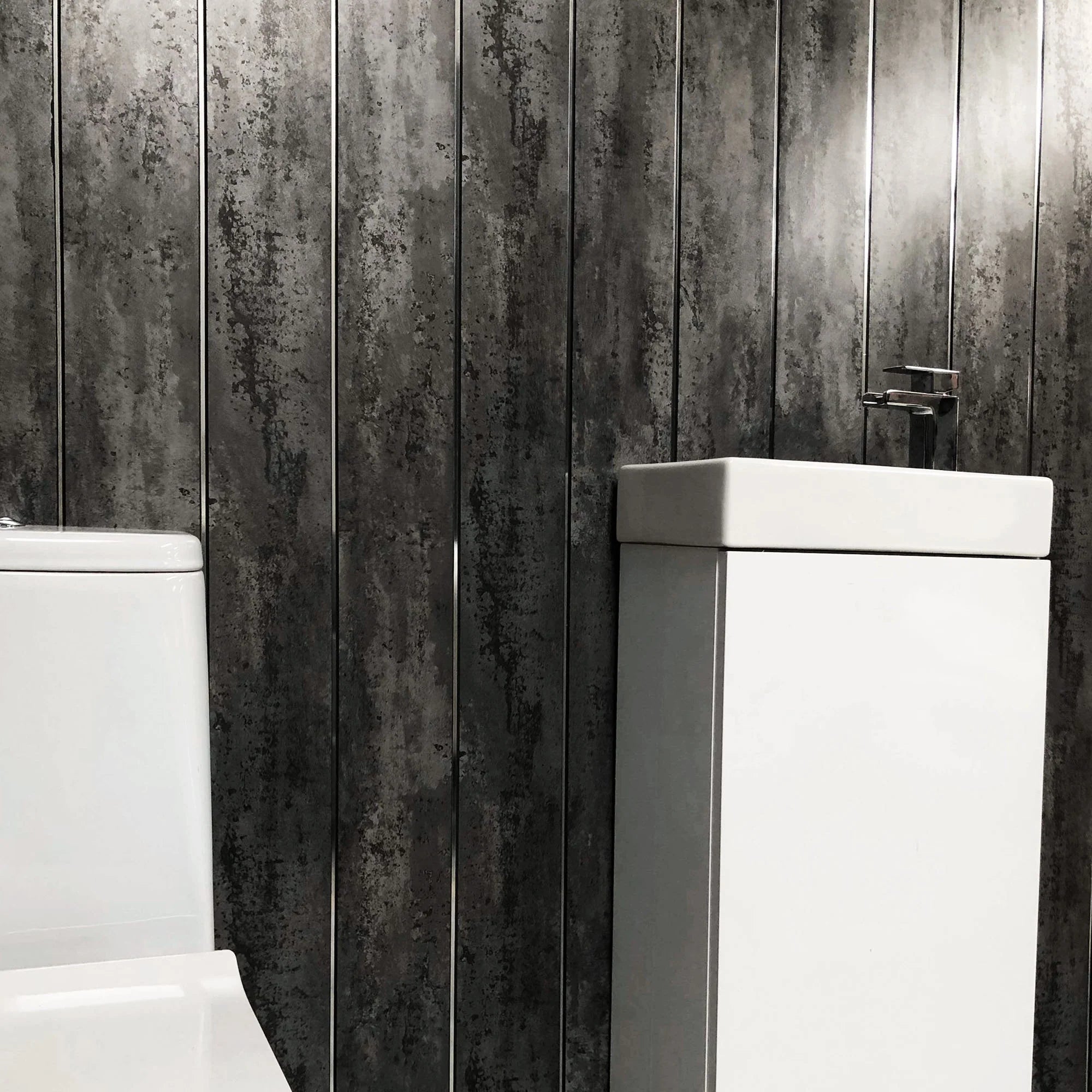 Anthracite Mist & Chrome 5mm Bathroom Cladding PVC Wall Panels