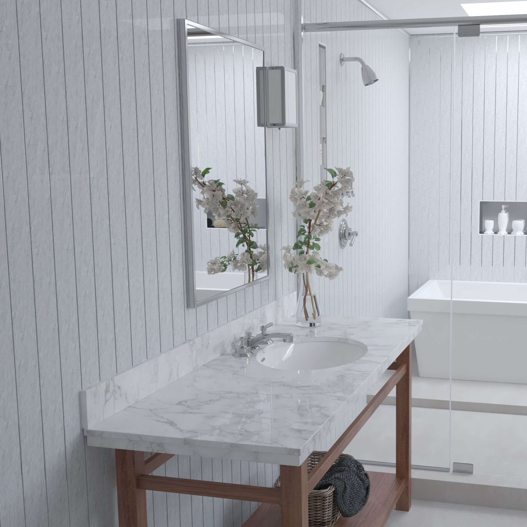 Light Grey Marble & Chrome 5mm PVC Panel
