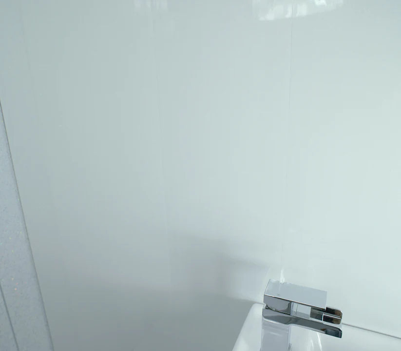 Sample of Gloss White 10mm Bathroom Cladding PVC Shower Panels