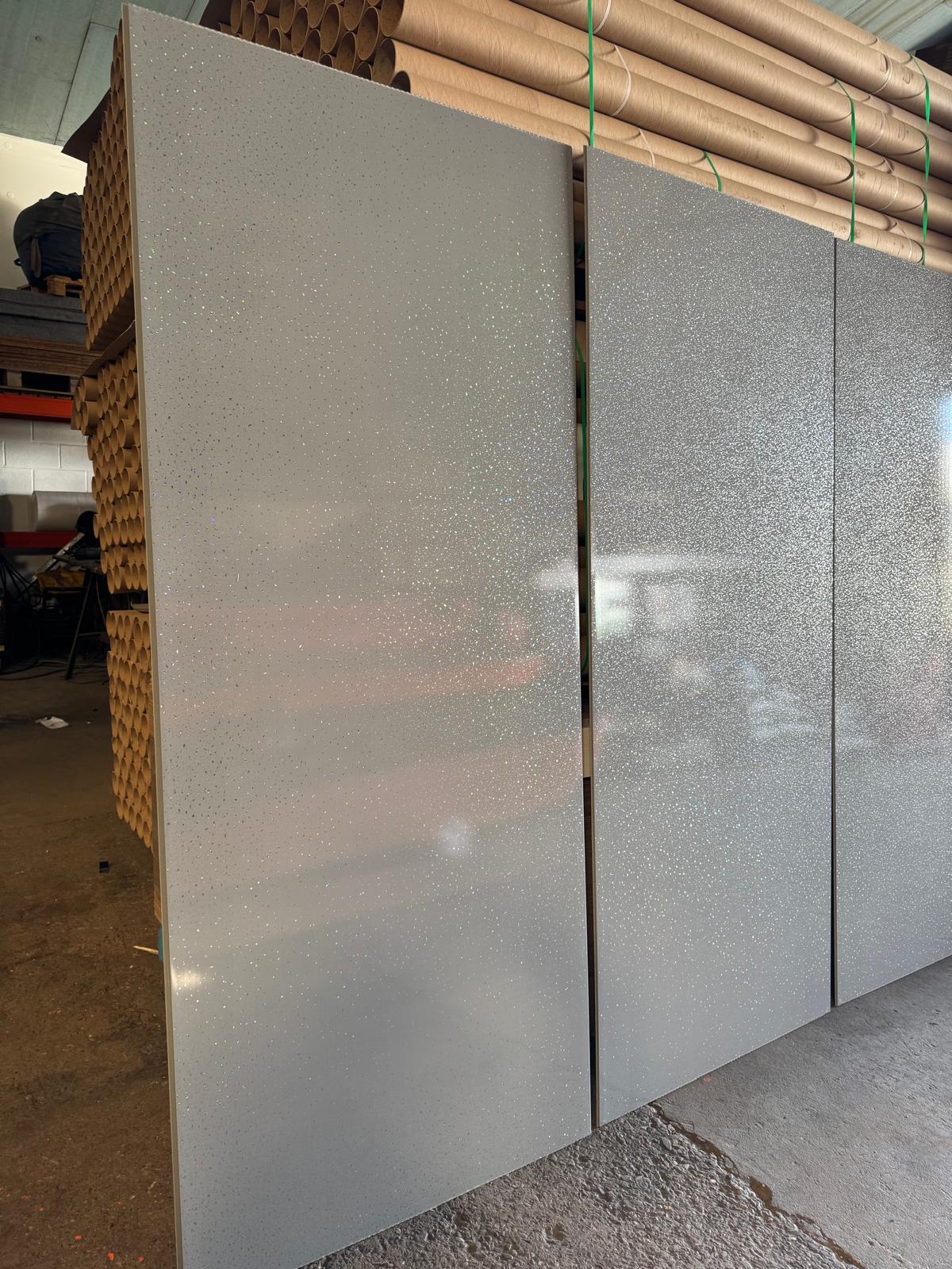 Grey Sparkle 10mm Bathroom Cladding Shower Wall Panels Minor Damage