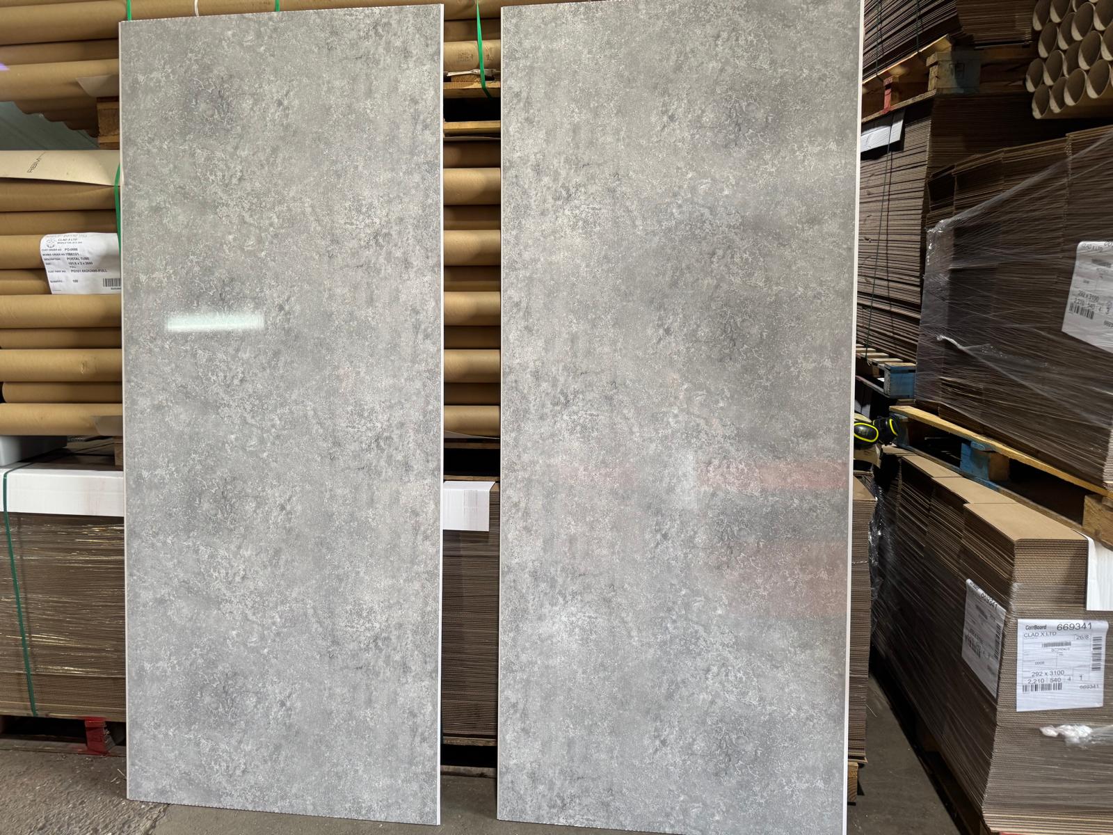 Concrete Grey 10mm Bathroom Cladding PVC Panels Factory Seconds