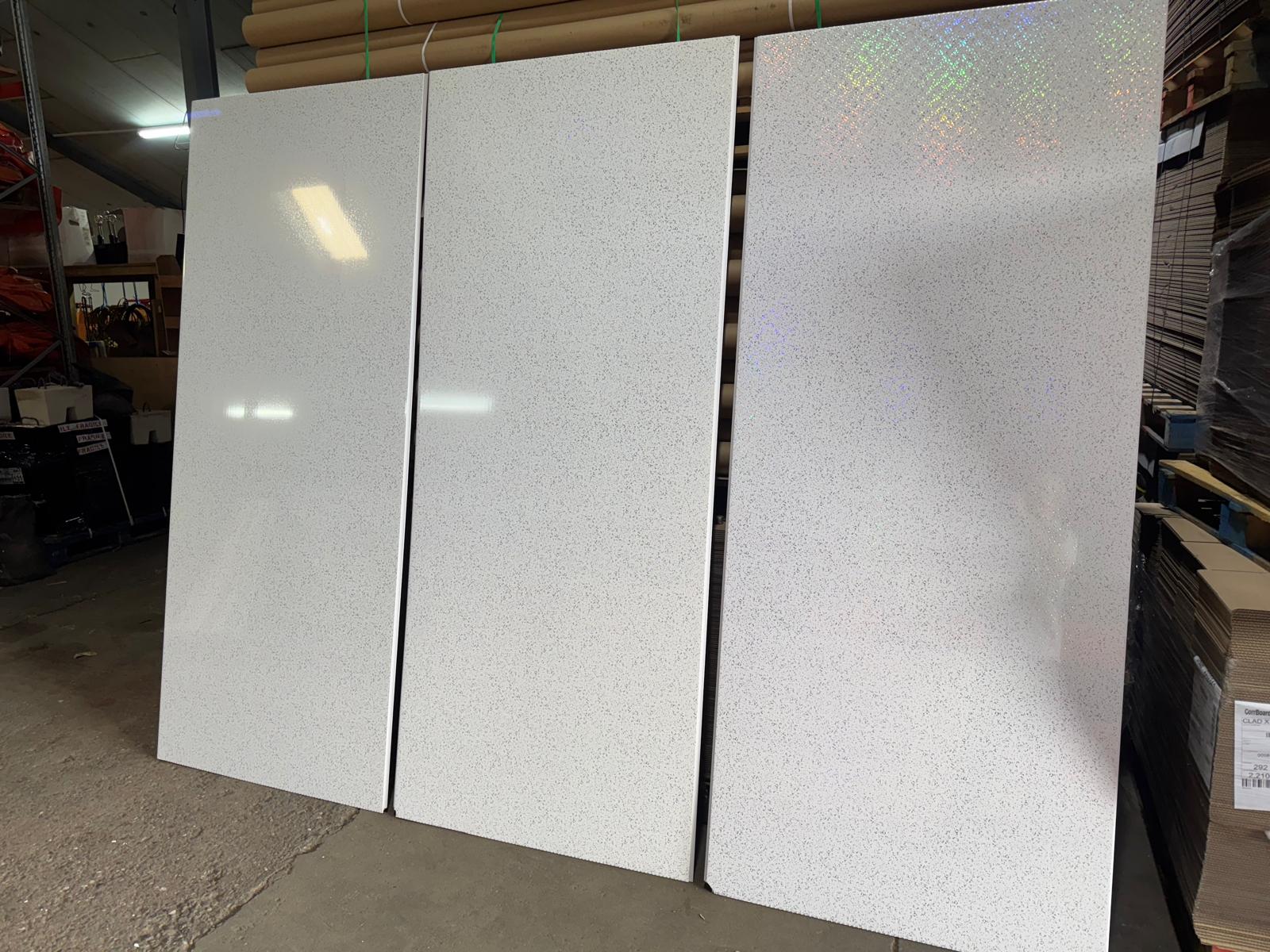 White Sparkle 10mm Bathroom Cladding Wall Panels Minor Damage