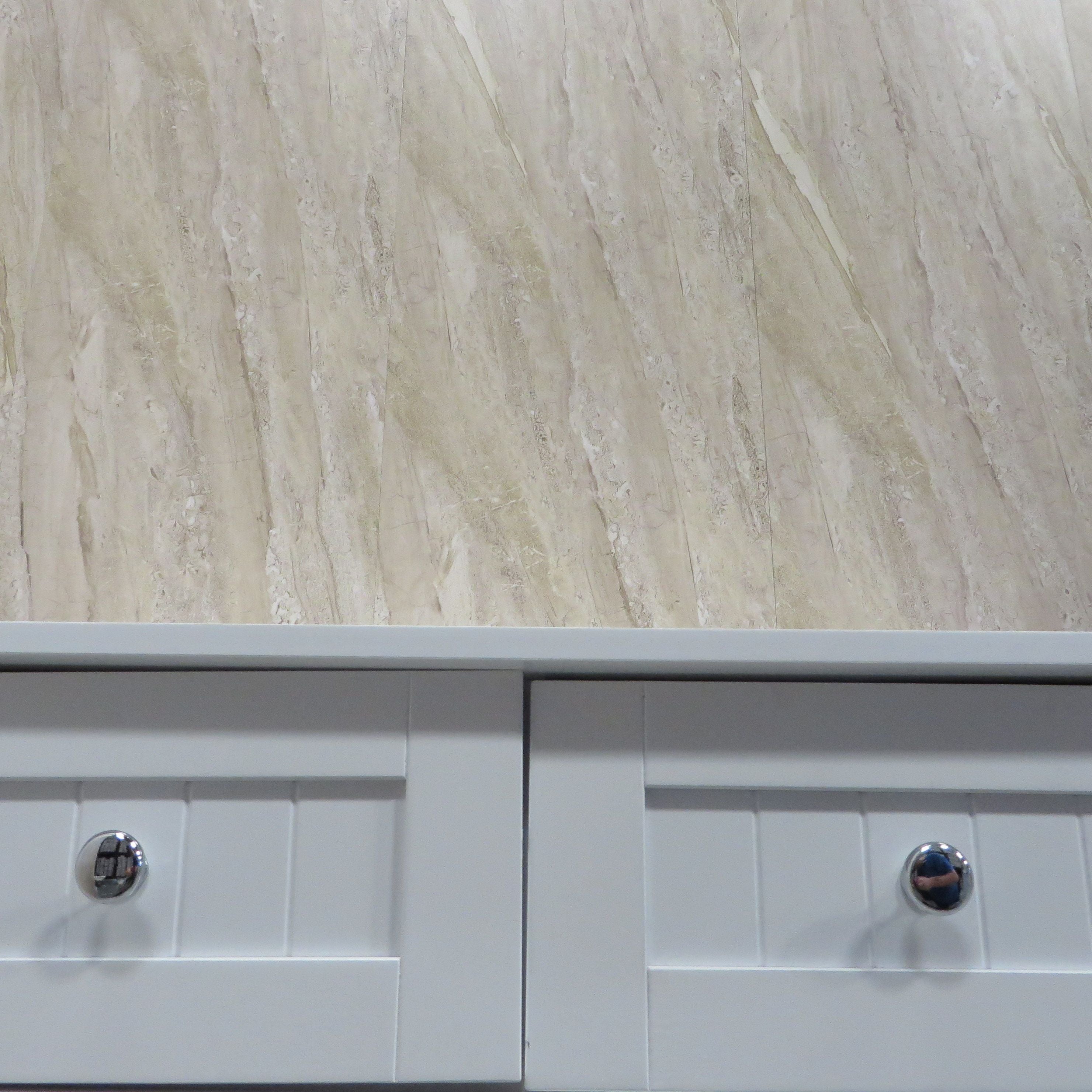 Sample of Beige Natural Sandstone 10mm Bathroom Cladding PVC Shower Panels