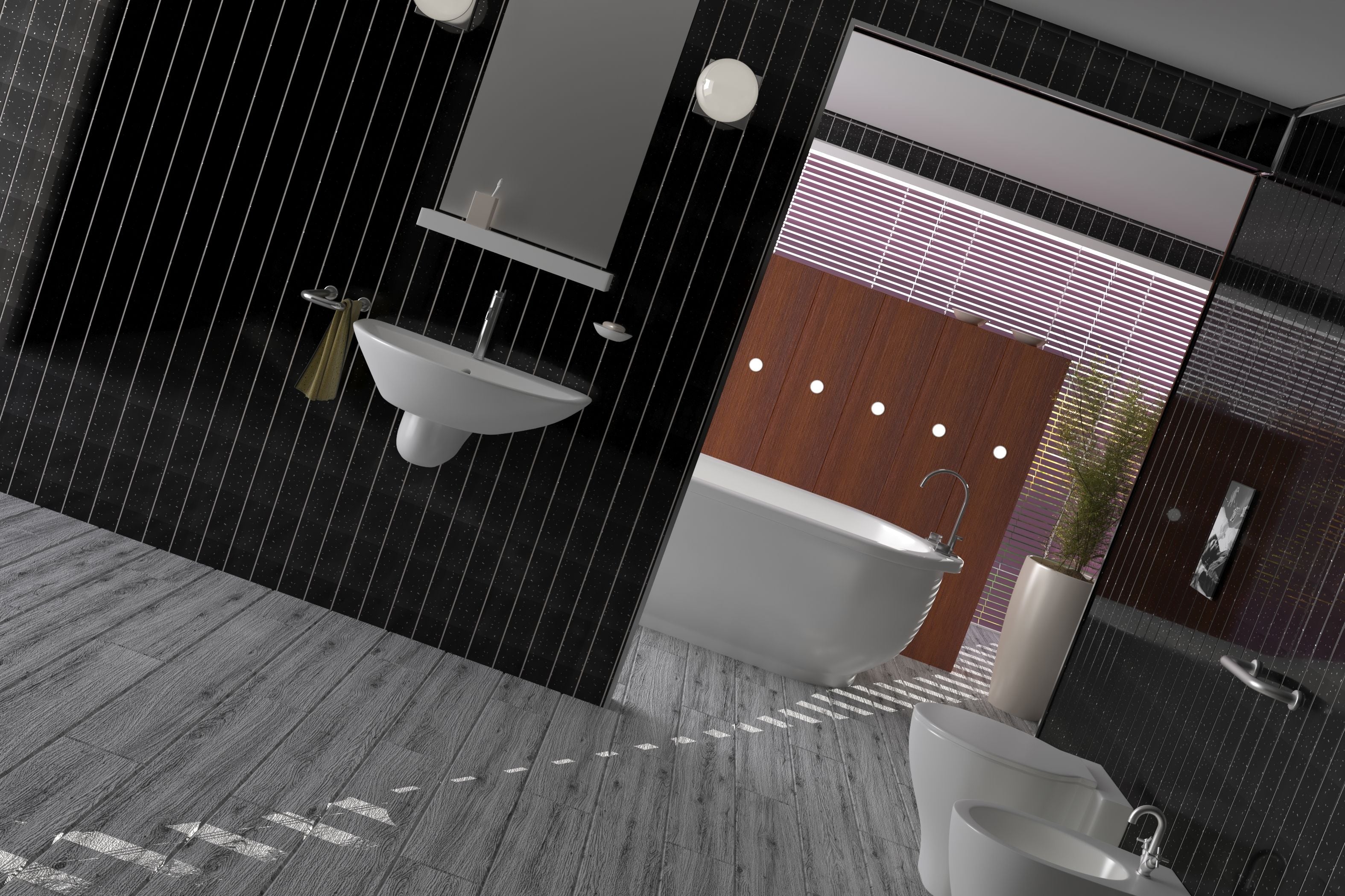 Black Sparkle & Chrome 5mm Bathroom Wall Panels PVC Cladding