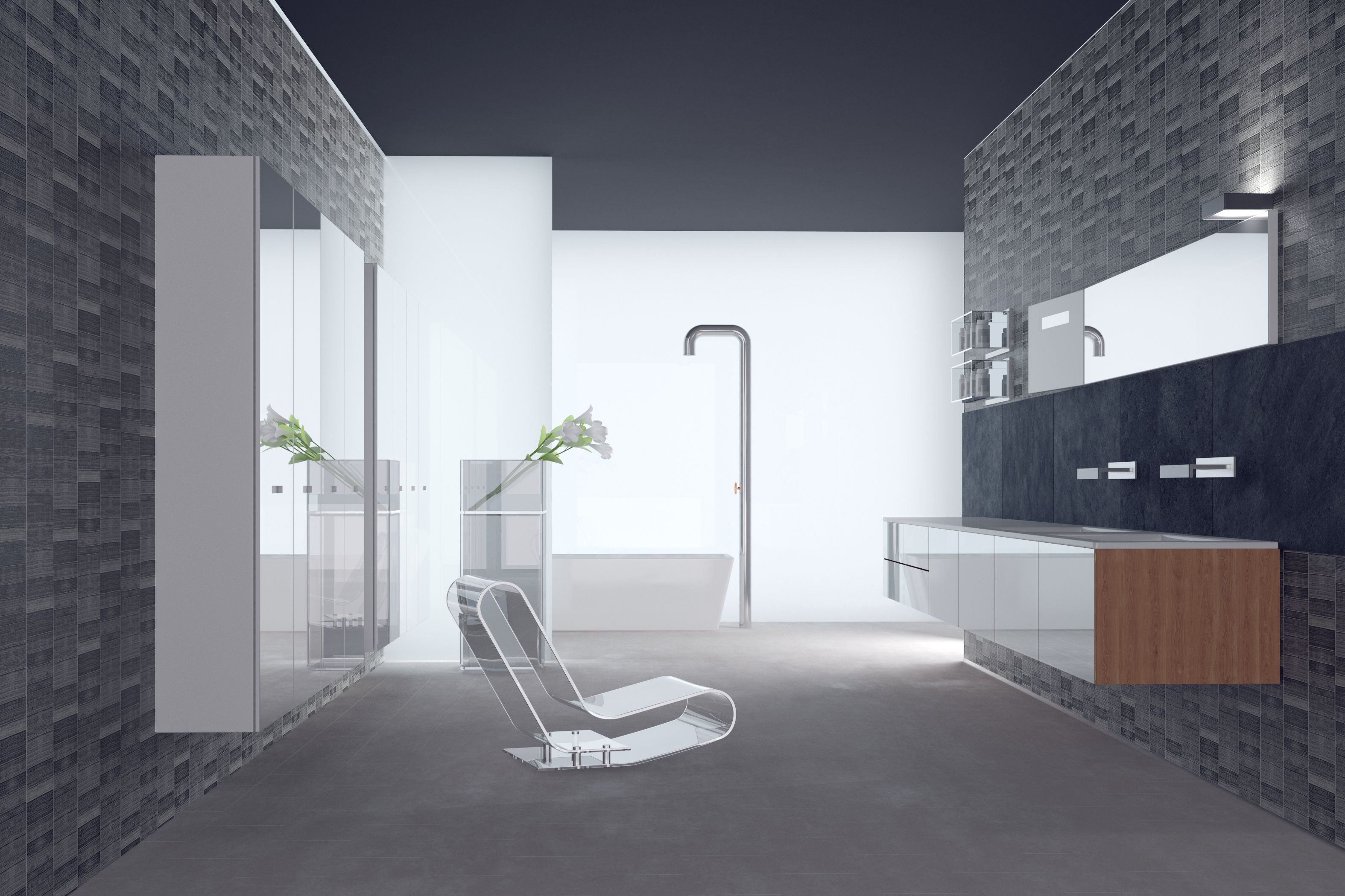 Dark Grey Small Tile 10mm Bathroom Cladding Shower Wall Panels