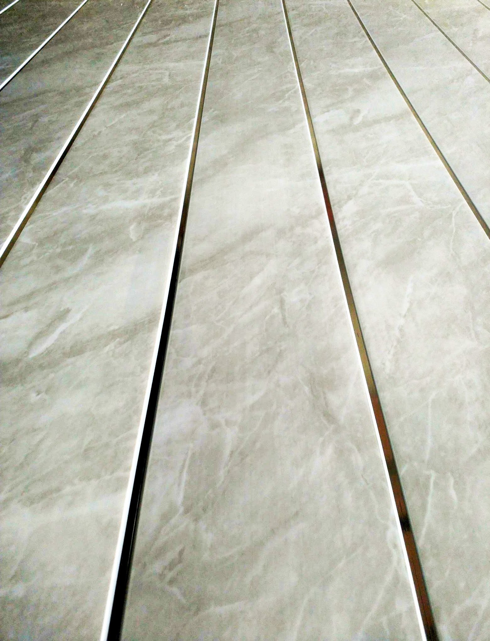 Grey Marble & Chrome 8mm Bathroom Wall Panels PVC Cladding