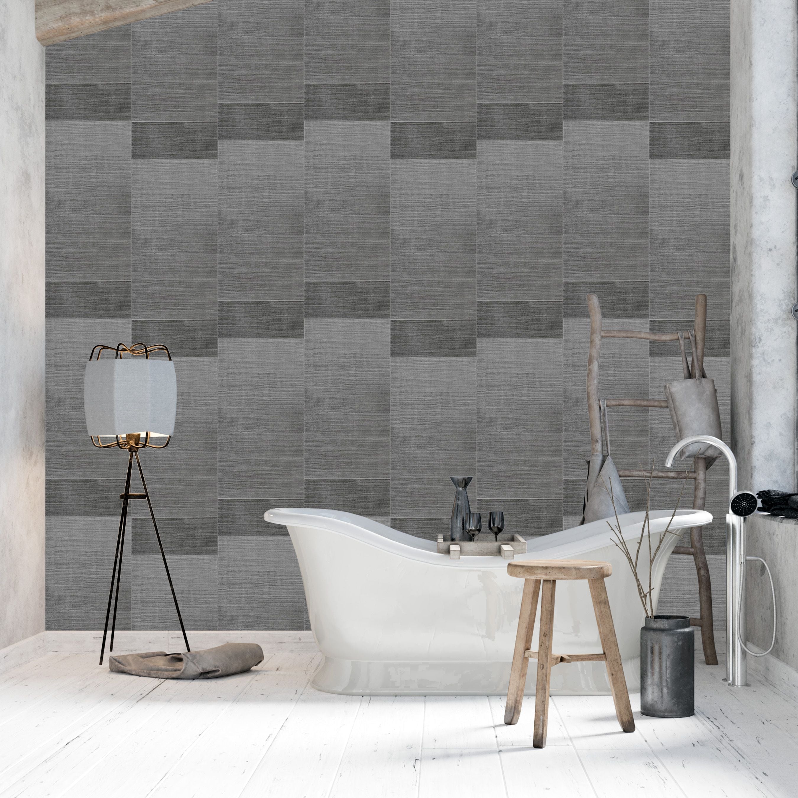 Sample of Dark Grey Large Tile 5mm Bathroom Cladding PVC Wall Panels - 0
