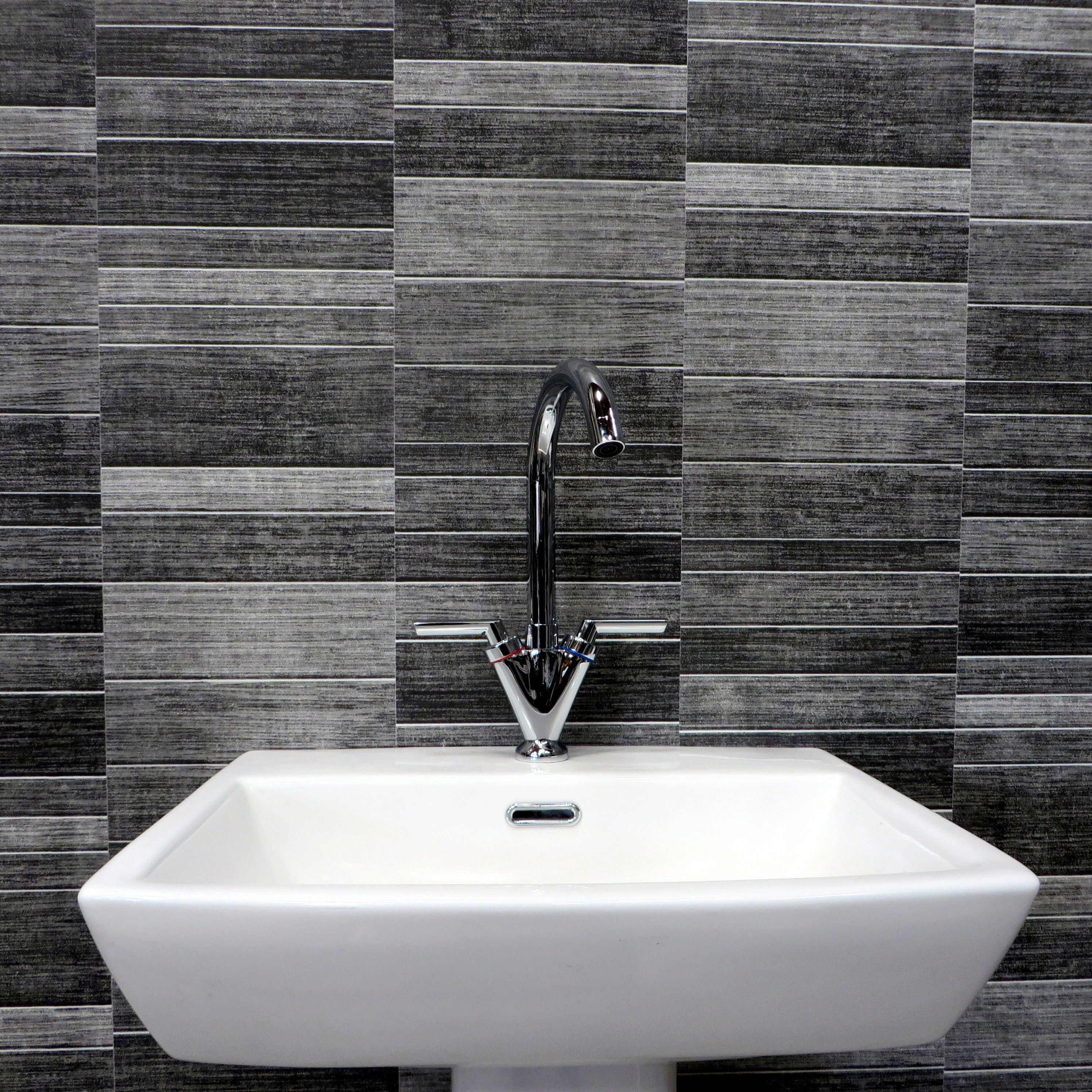 Dark Grey Small Tile 10mm Bathroom Cladding Shower Wall Panels