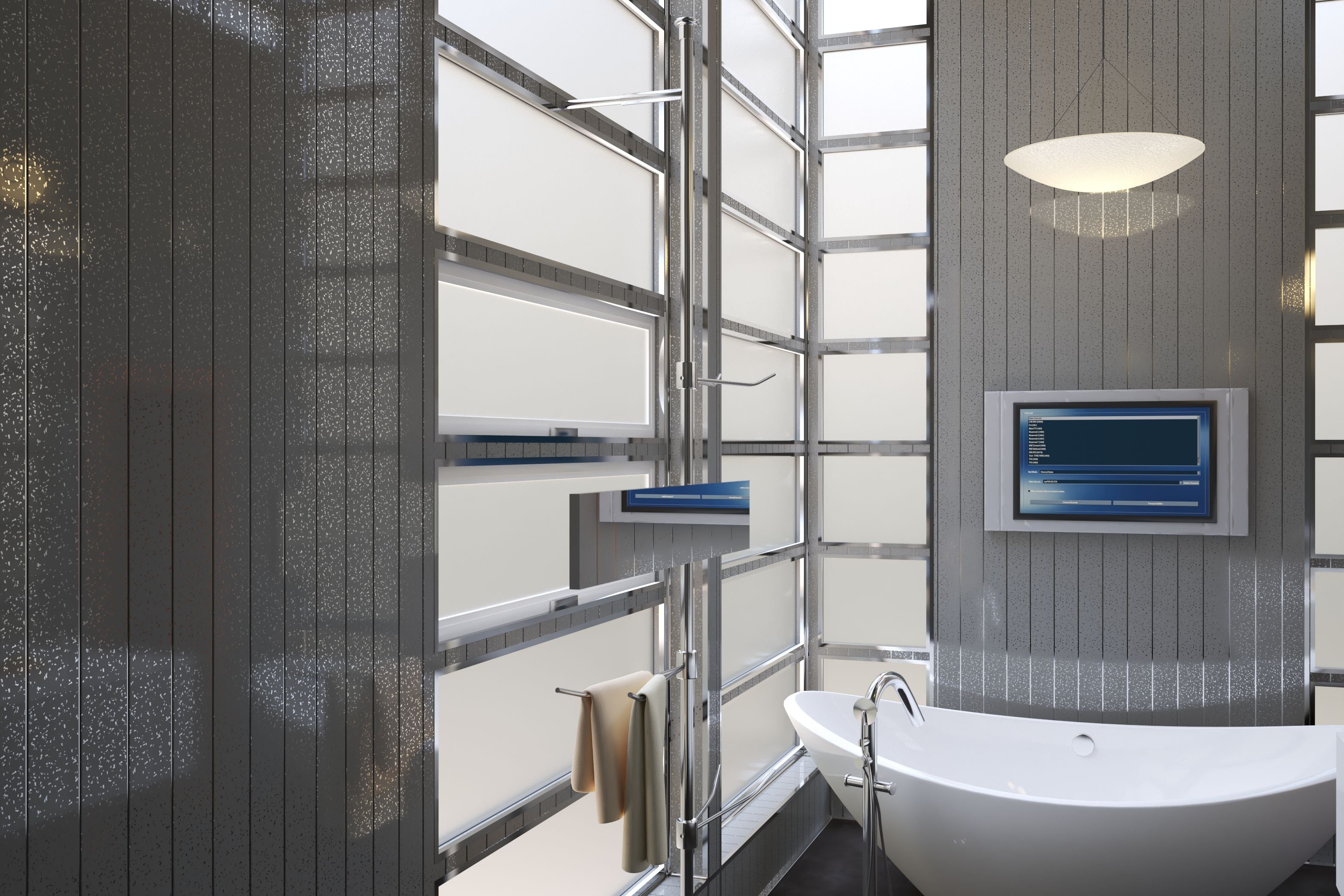 Sample of Grey Sparkle & Chrome 5mm Bathroom Wall Panels PVC Cladding