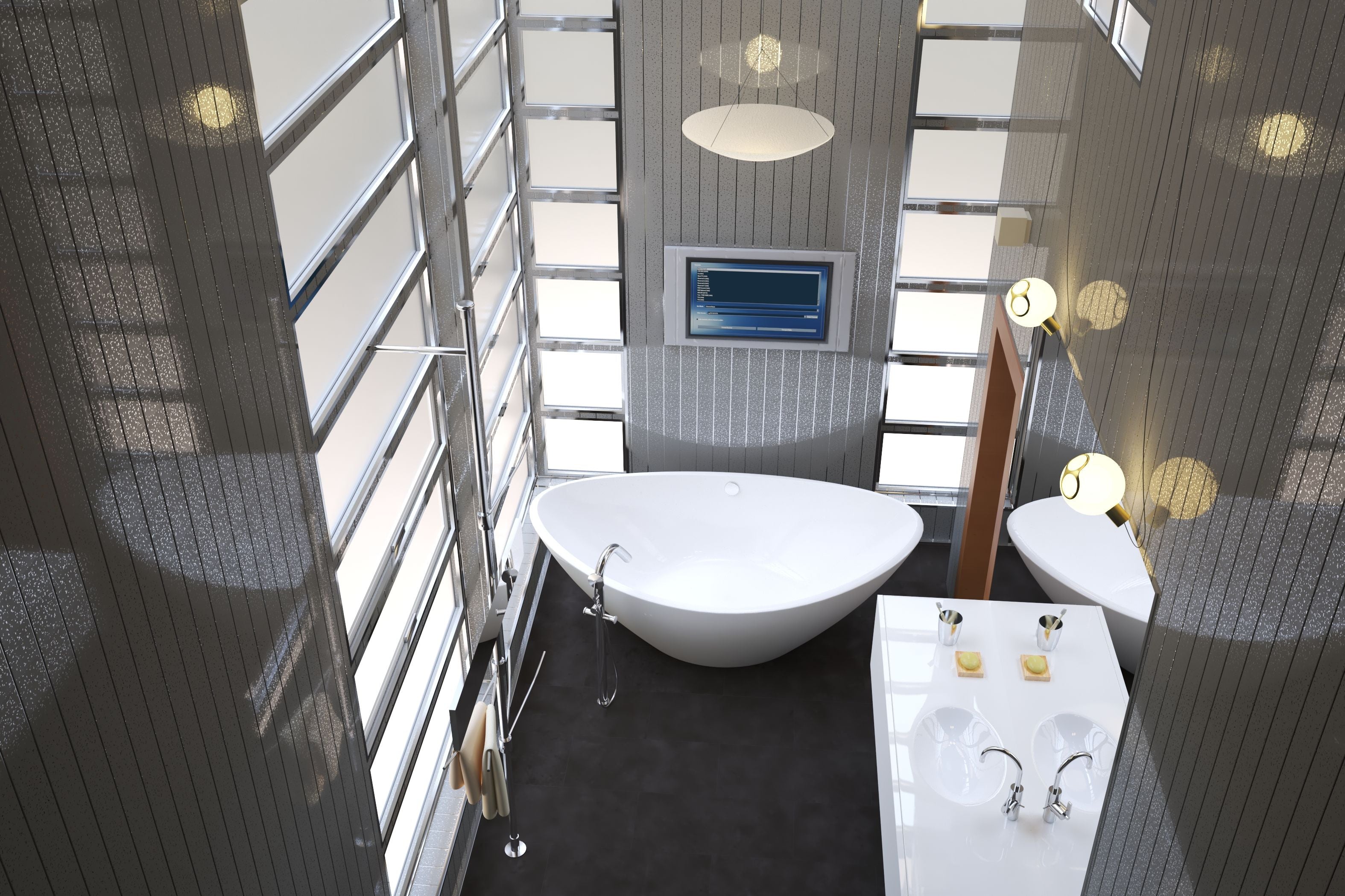 Grey Sparkle & Chrome 5mm Bathroom Wall Panels PVC Cladding
