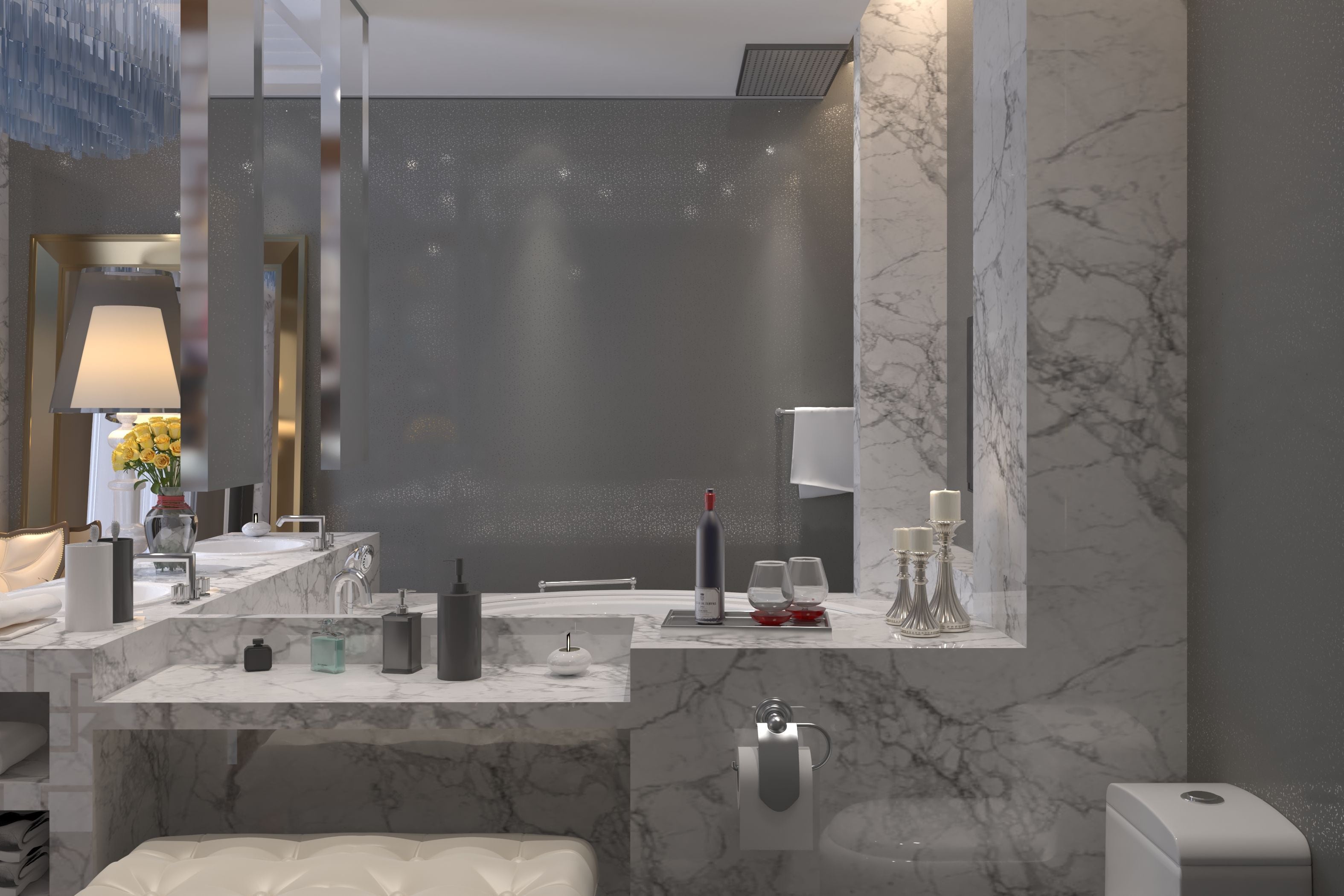 Grey Sparkle 10mm Bathroom Cladding Shower Wall Panels