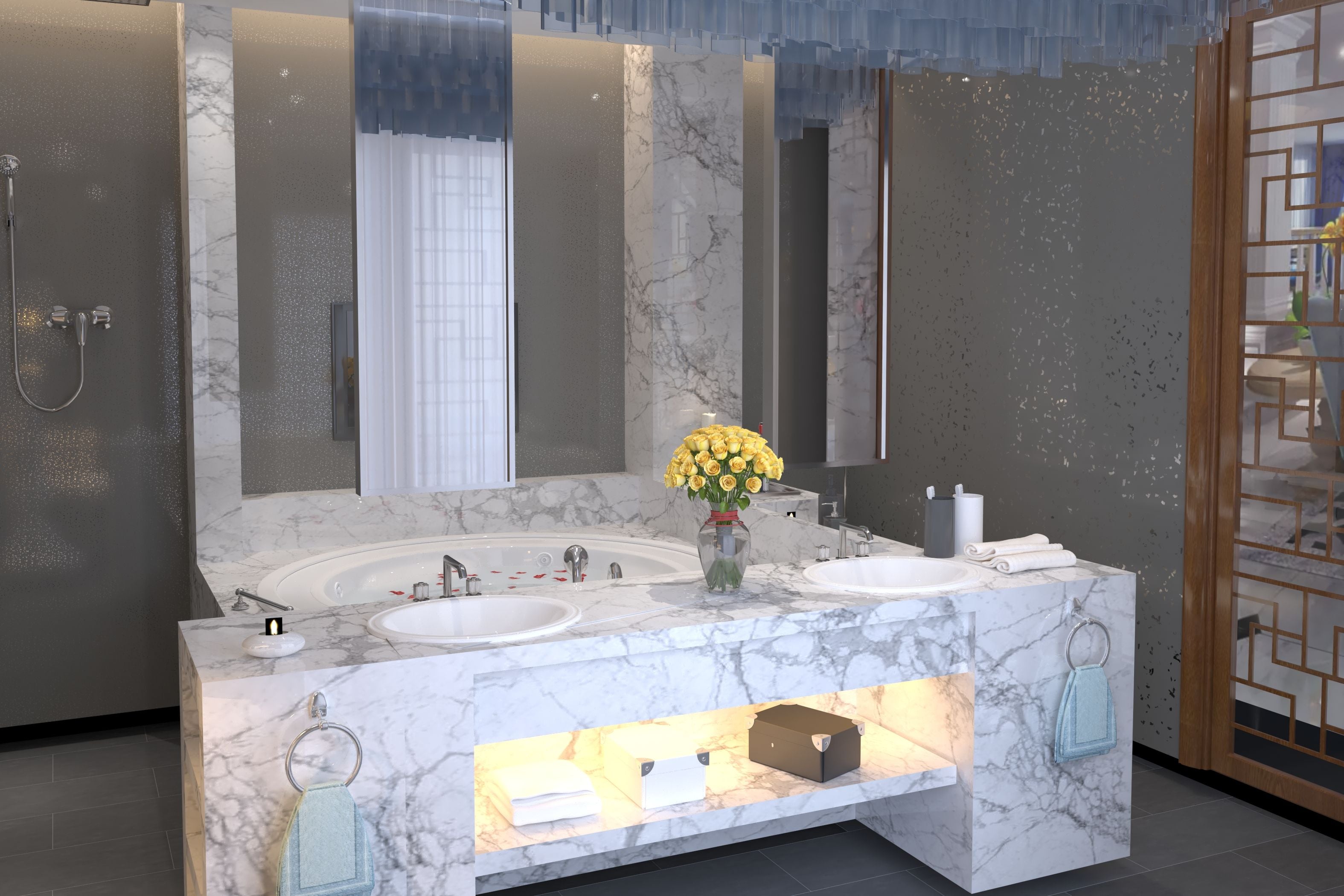 Sample of Grey Sparkle 10mm Bathroom Cladding Shower Wall Panels