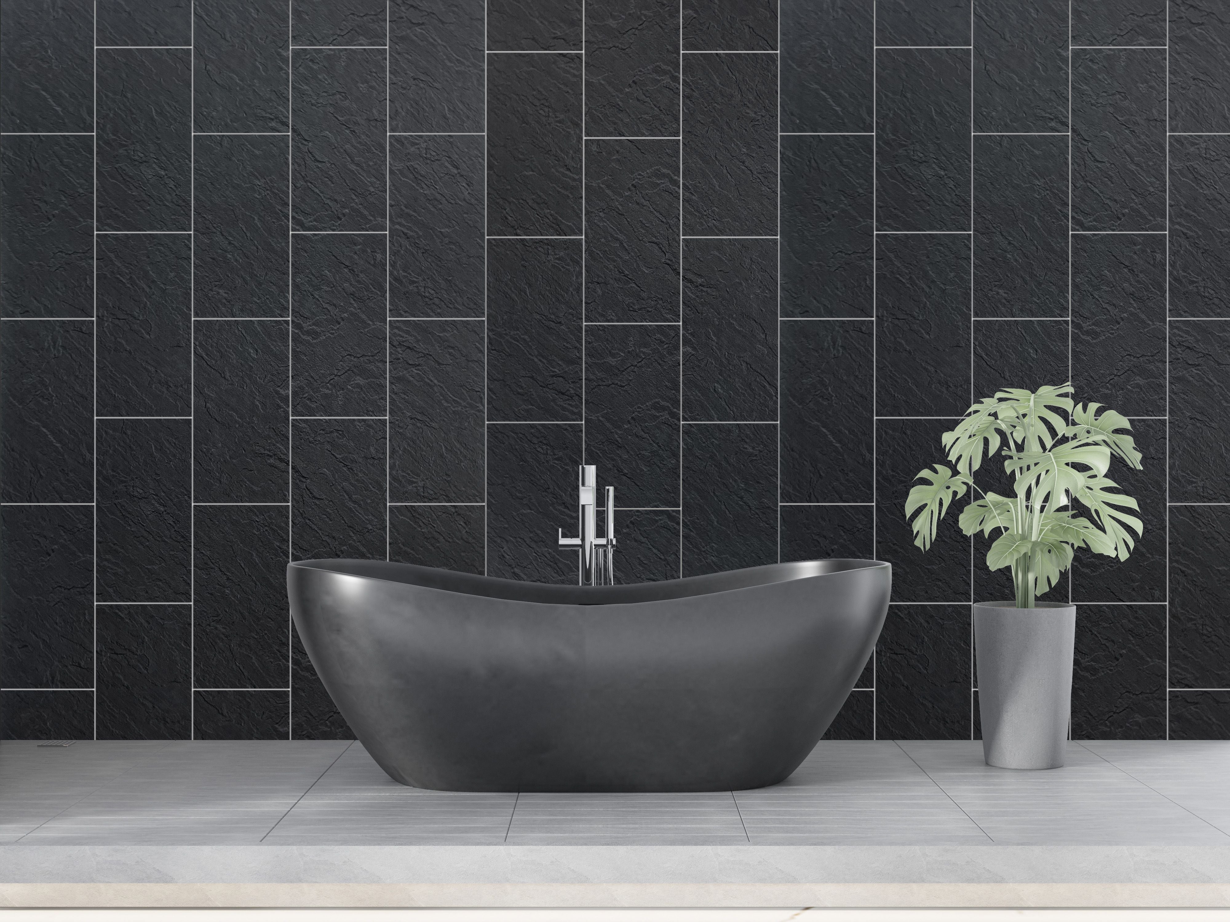 Hewn Slate Tile Groove 8mm Bathroom Cladding Wet Wall Panels - 0