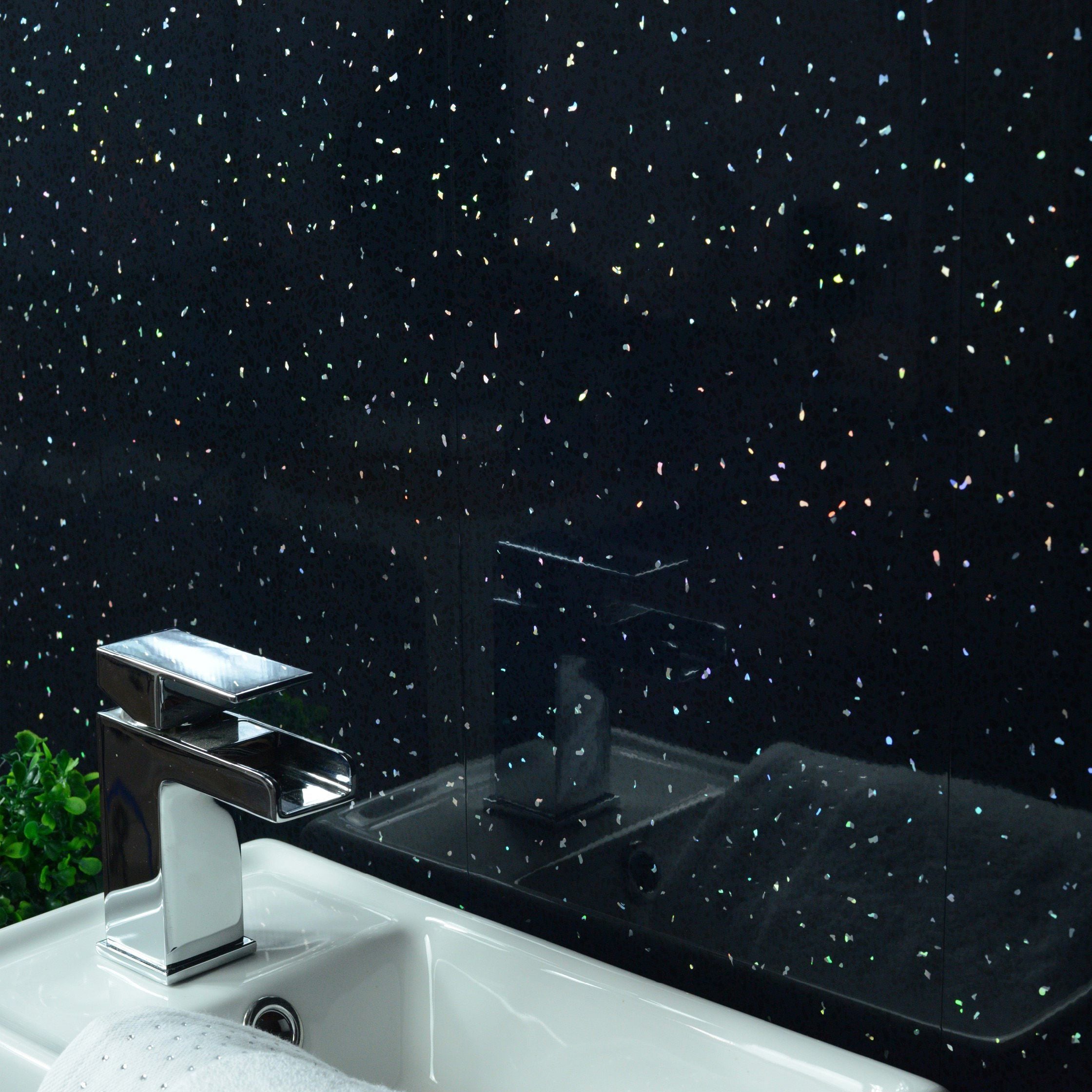Black Sparkle 5mm Bathroom Cladding Wet Wall Panels