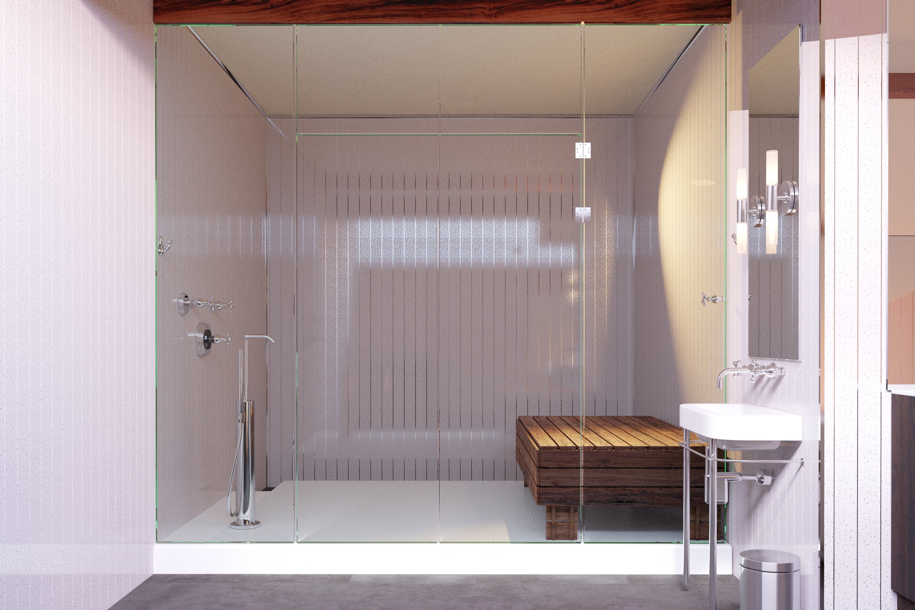 Sample of White Sparkle & Chrome 5mm Bathroom Cladding Ceiling Panels - 0