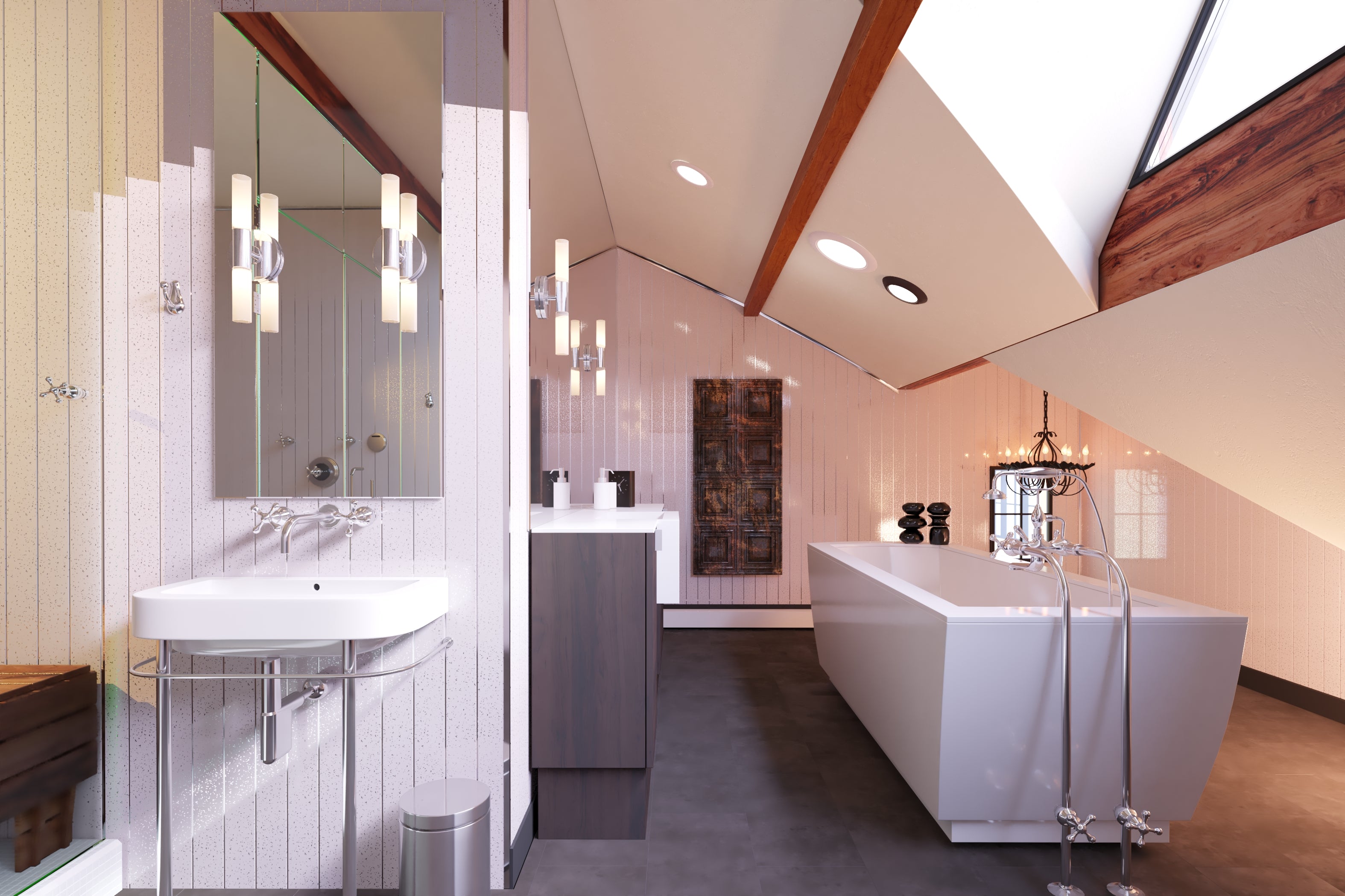 Sample of White Sparkle & Chrome 5mm Bathroom Cladding Ceiling Panels