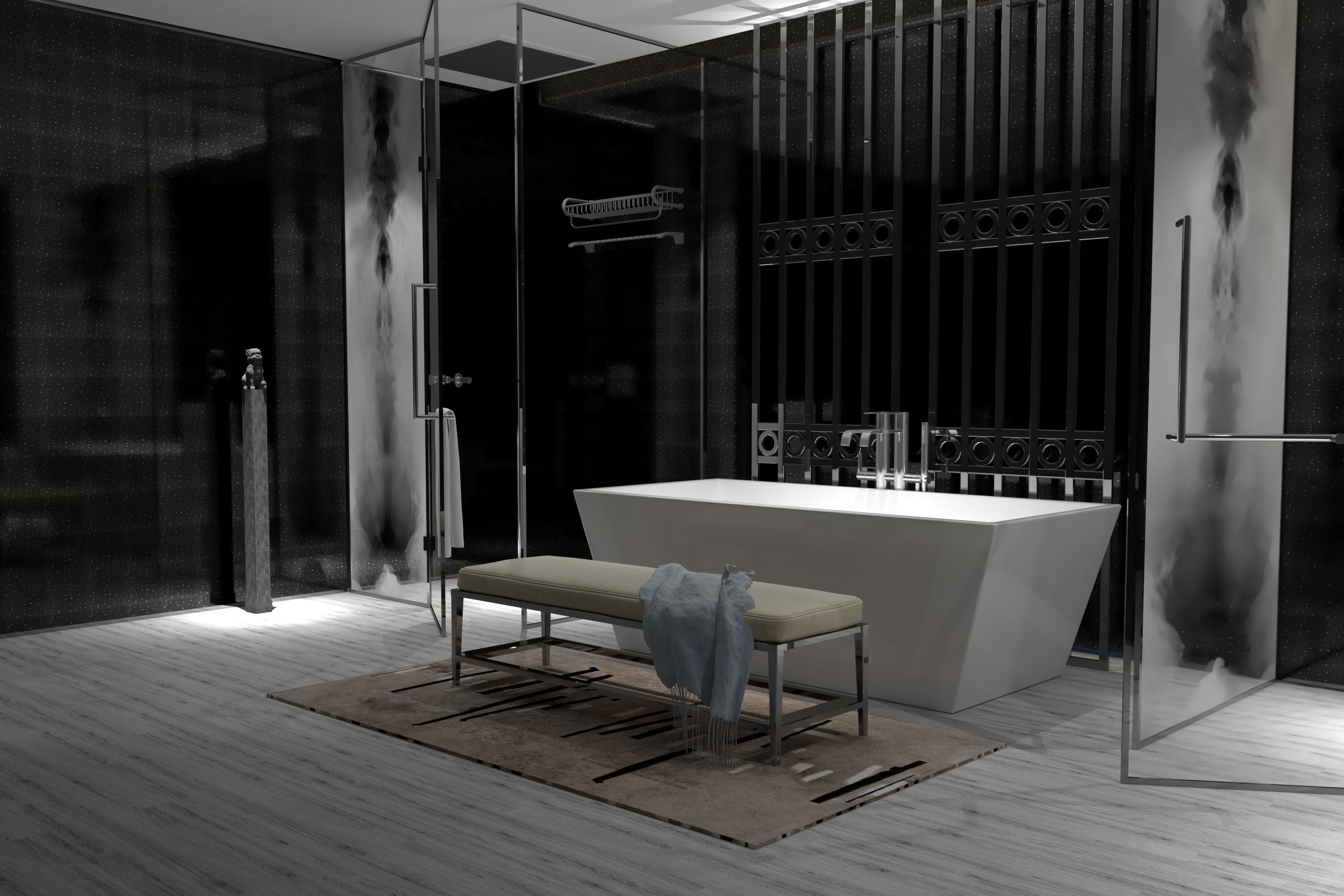 Sample of Black Sparkle 10mm Bathroom Cladding PVC Shower Panels