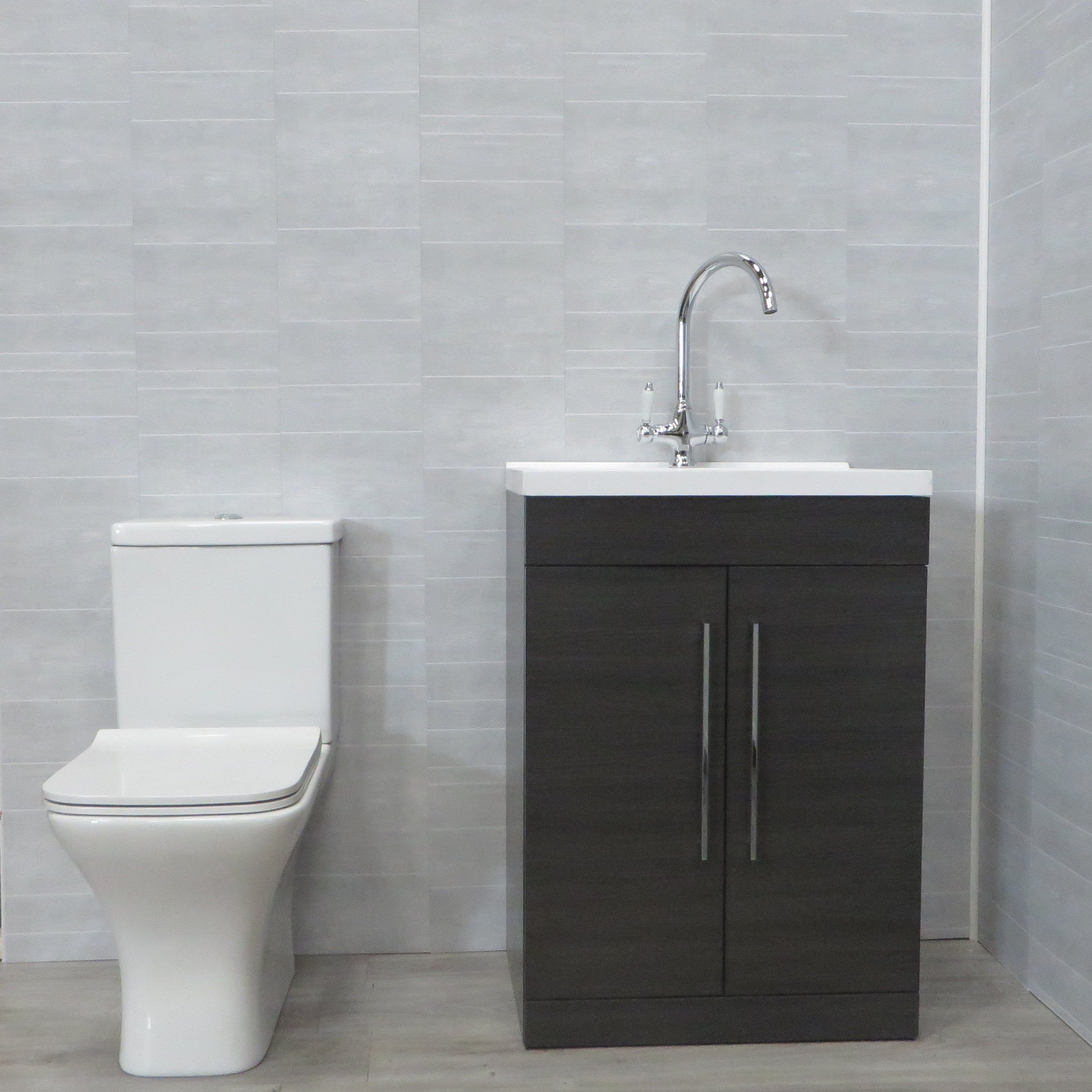 Sample of Arian Grey Stone Tile Effect 8mm Bathroom Wall Panels PVC Cladding