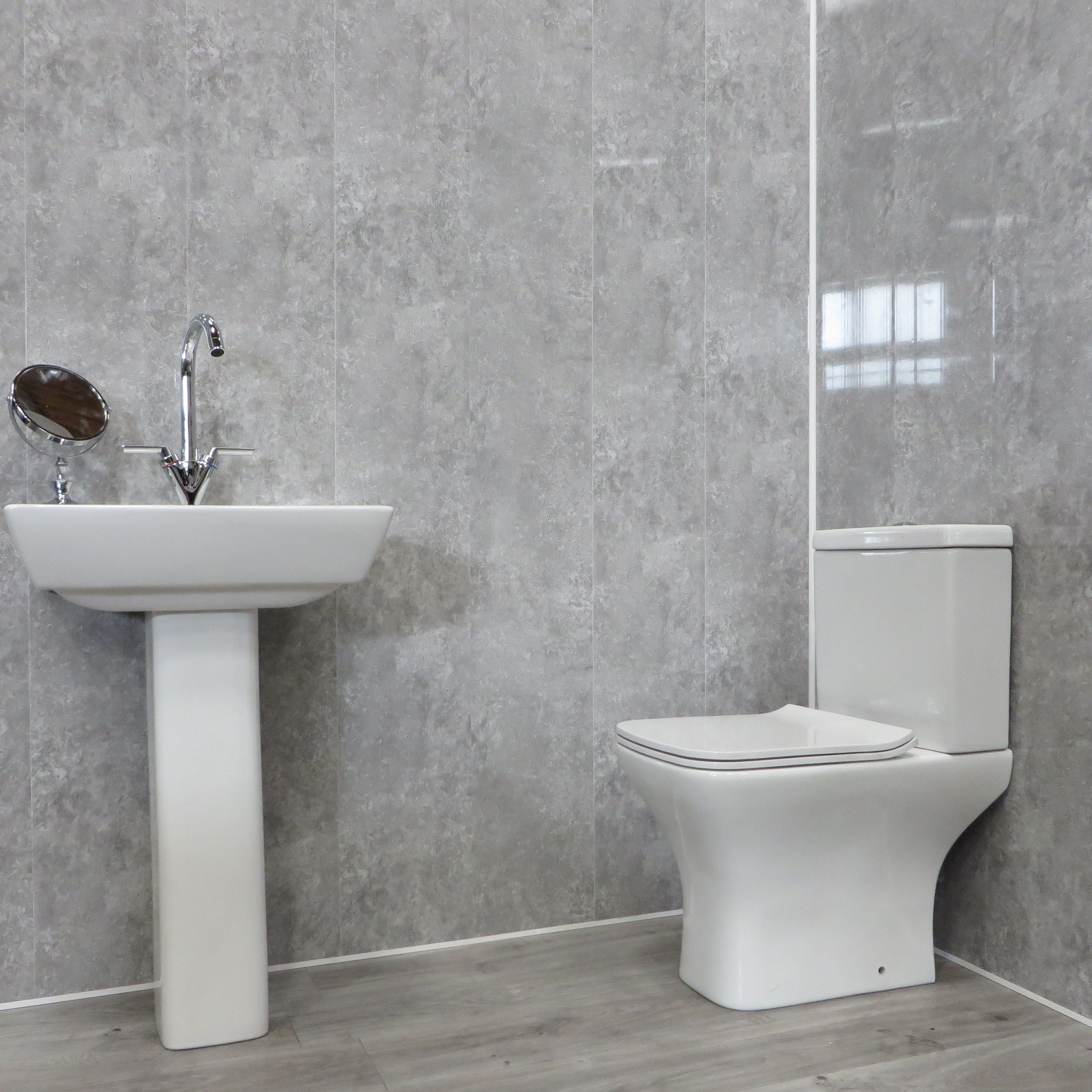 Concrete Grey 8mm Bathroom Wall Panels PVC Cladding