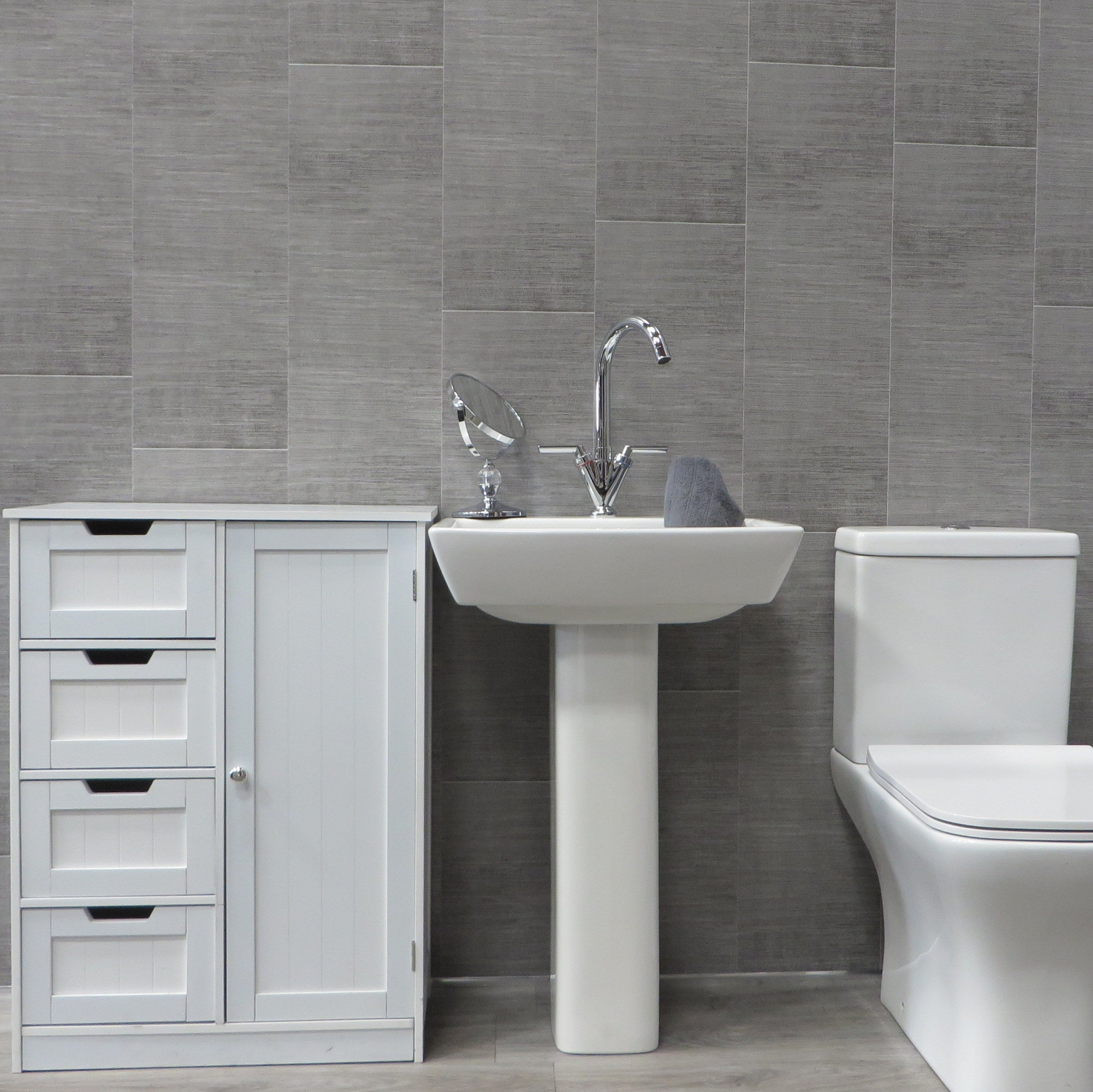 Sample of Dark Grey Large Tile 5mm Bathroom Cladding PVC Wall Panels