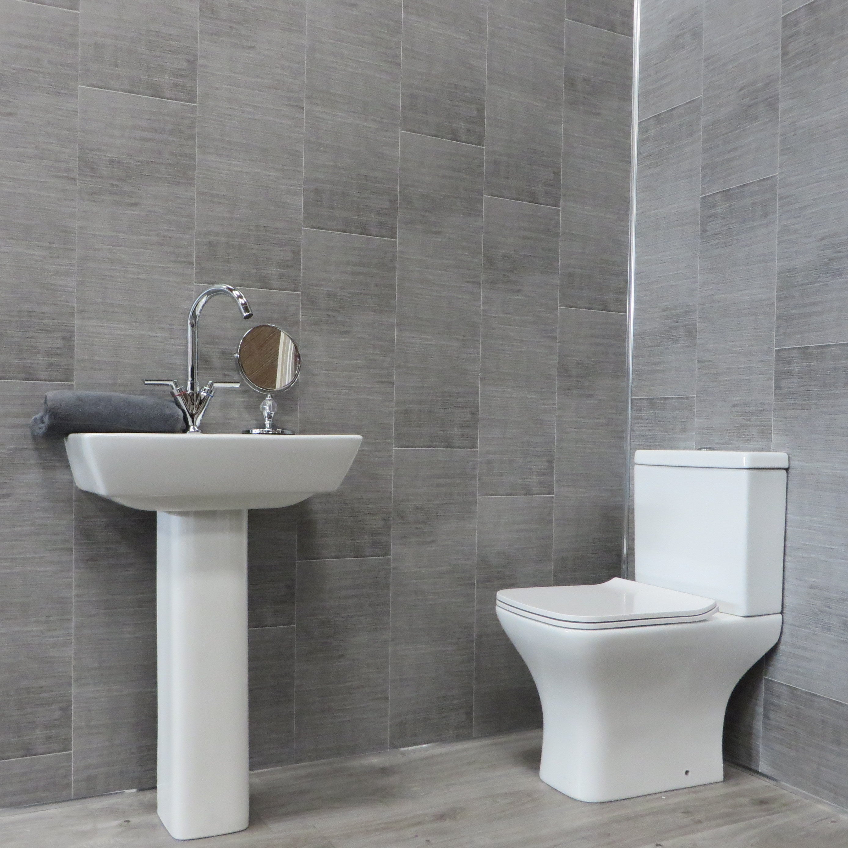 Dark Grey Large Tile 5mm Bathroom Cladding PVC Wall Panels