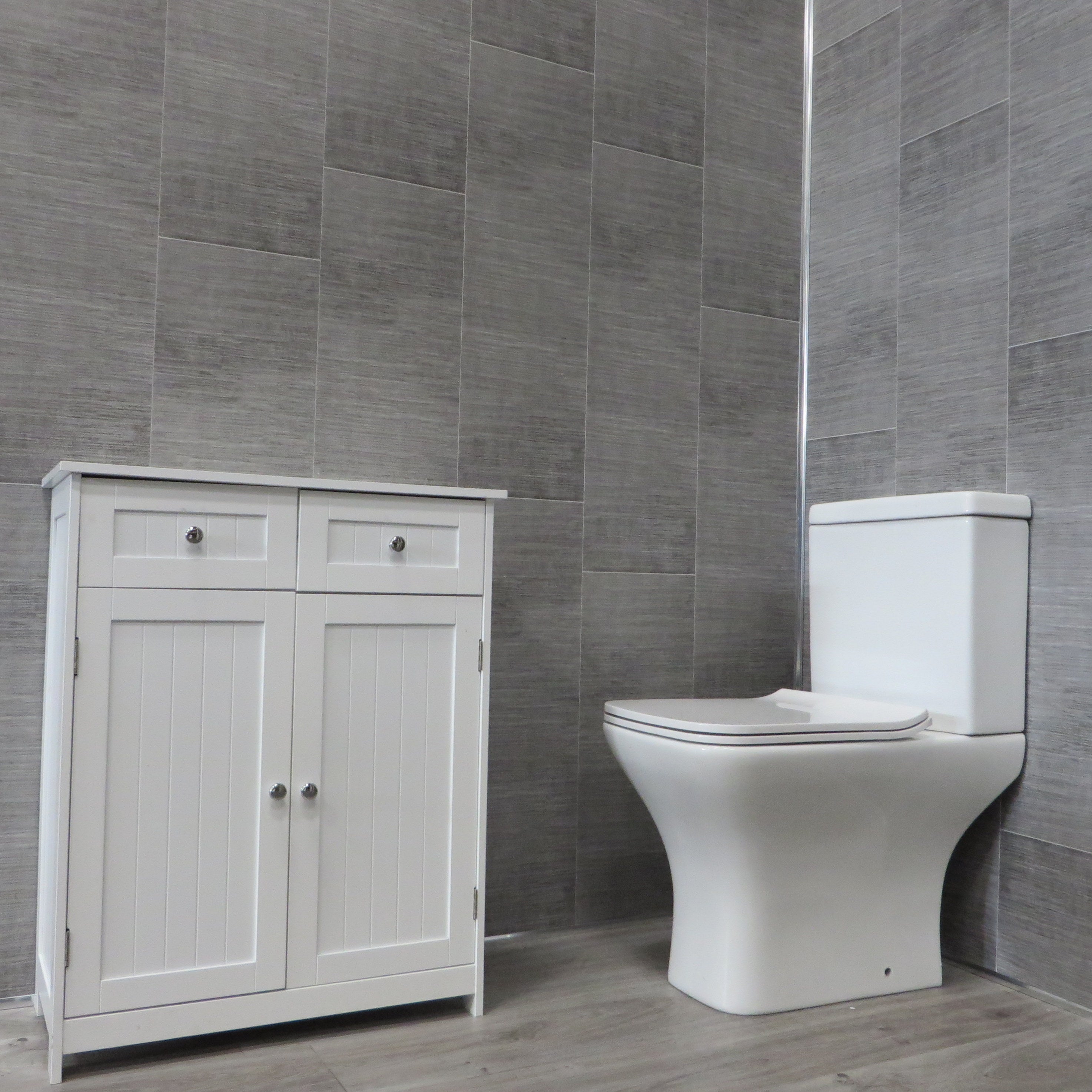 Sample of Dark Grey Large Tile 5mm Bathroom Cladding PVC Wall Panels