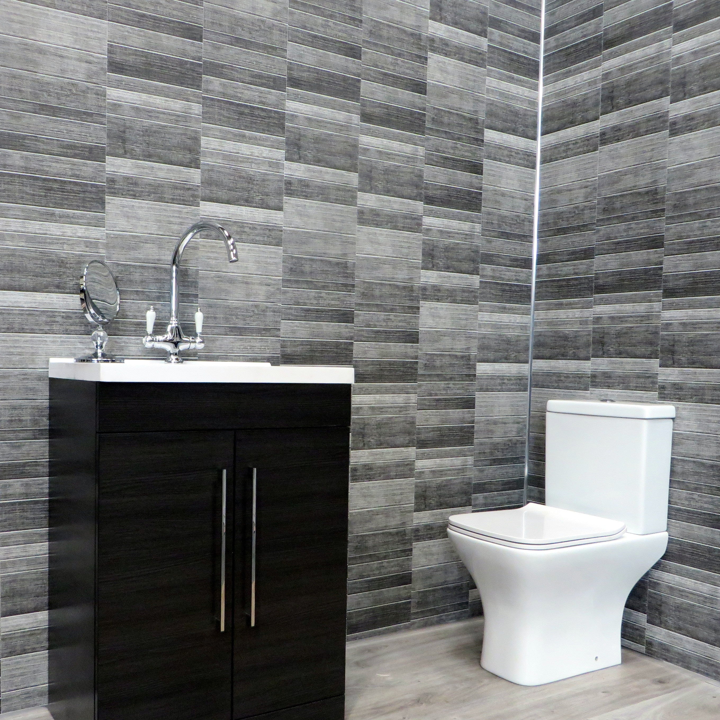 Sample of Dark Grey Small Tile 5mm Bathroom Cladding Wet Wall Panels