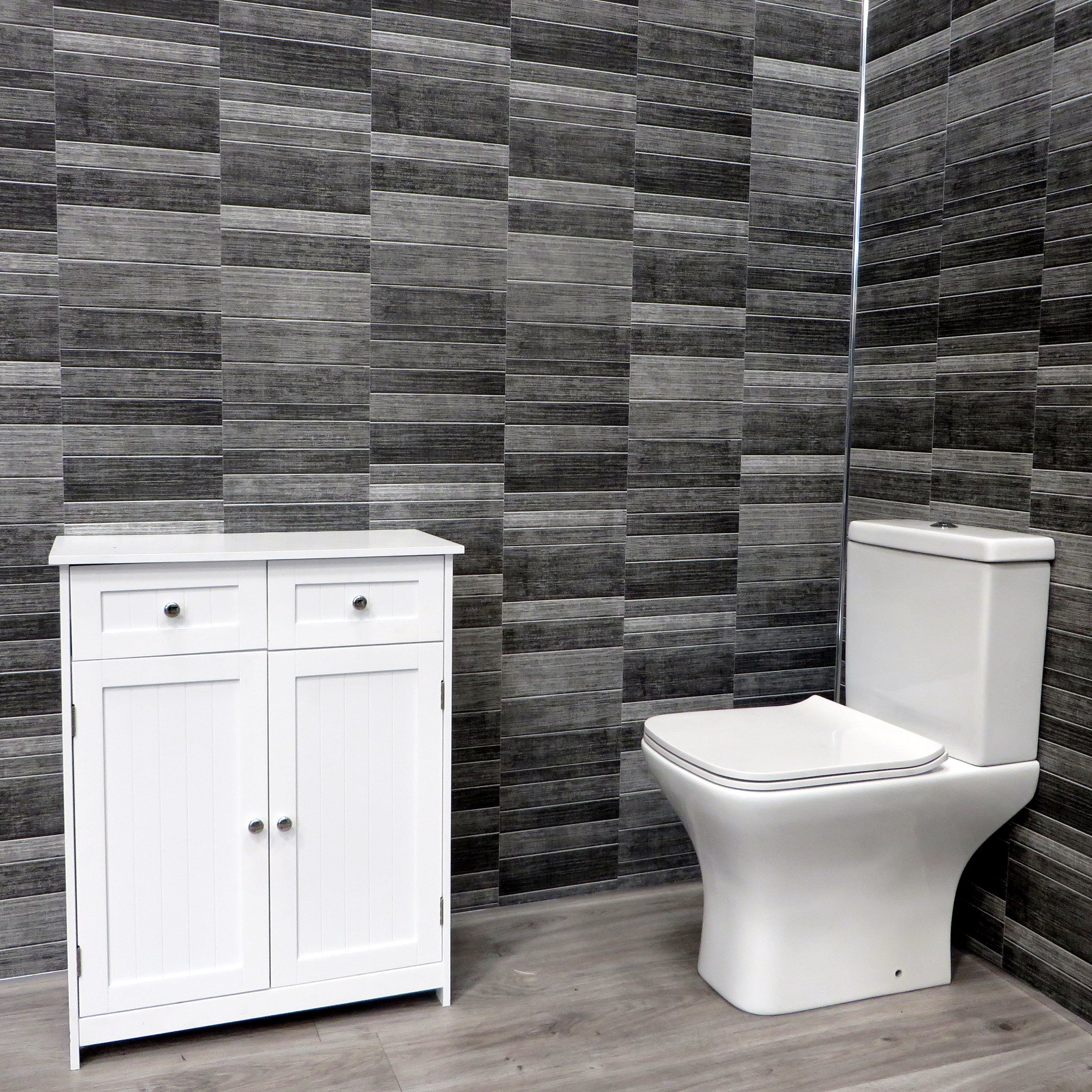 Sample of Dark Grey Small Tile 8mm Bathroom Wall Panels PVC Cladding