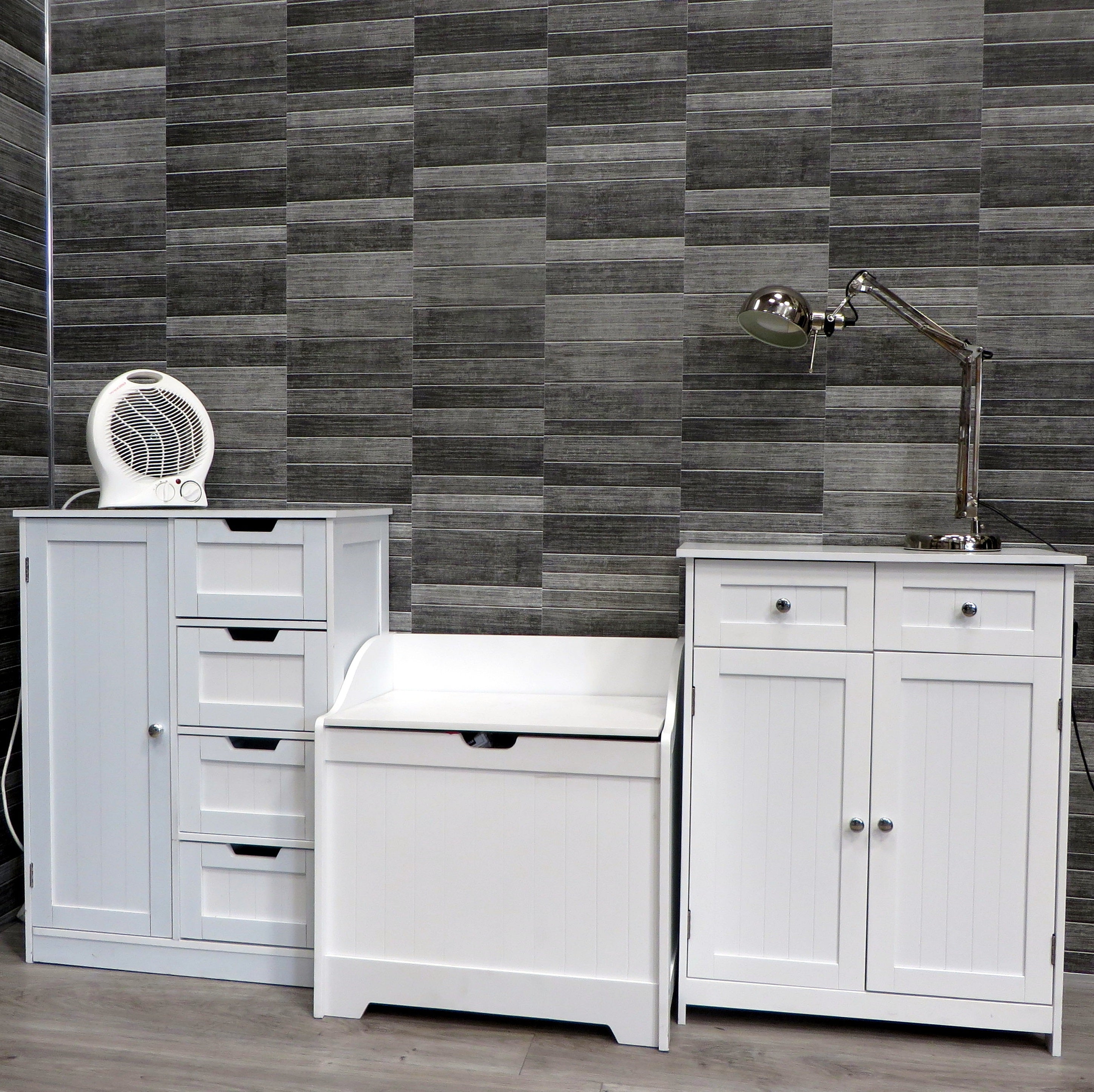 Sample of Dark Grey Small Tile 8mm Bathroom Wall Panels PVC Cladding