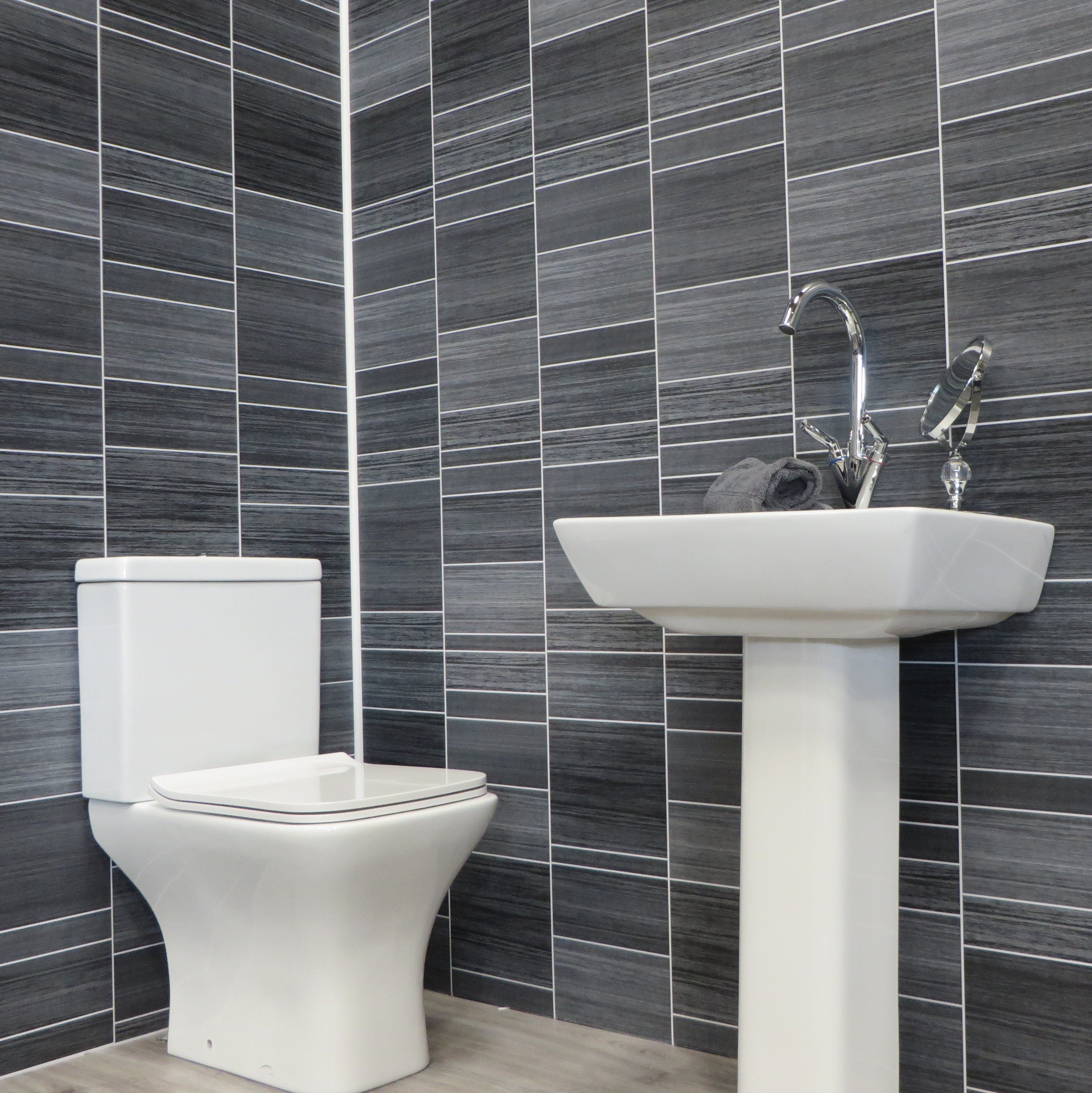 Sample of Executive Grey 8mm Bathroom Wall Panels PVC Cladding