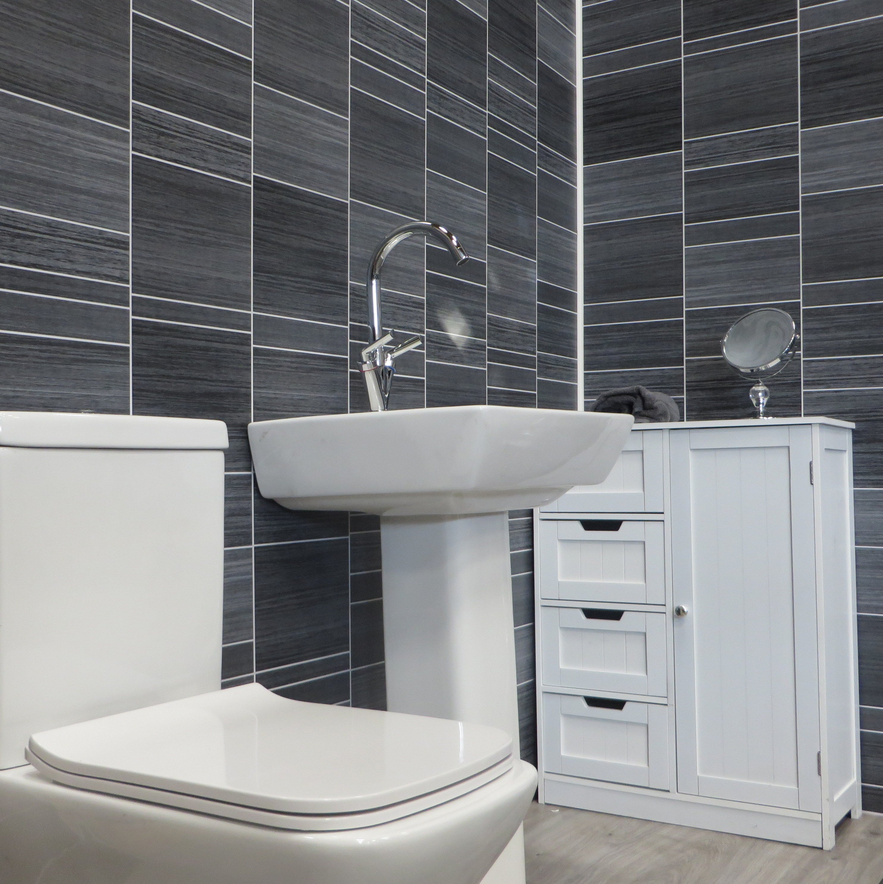 Sample of Executive Grey 8mm Bathroom Wall Panels PVC Cladding