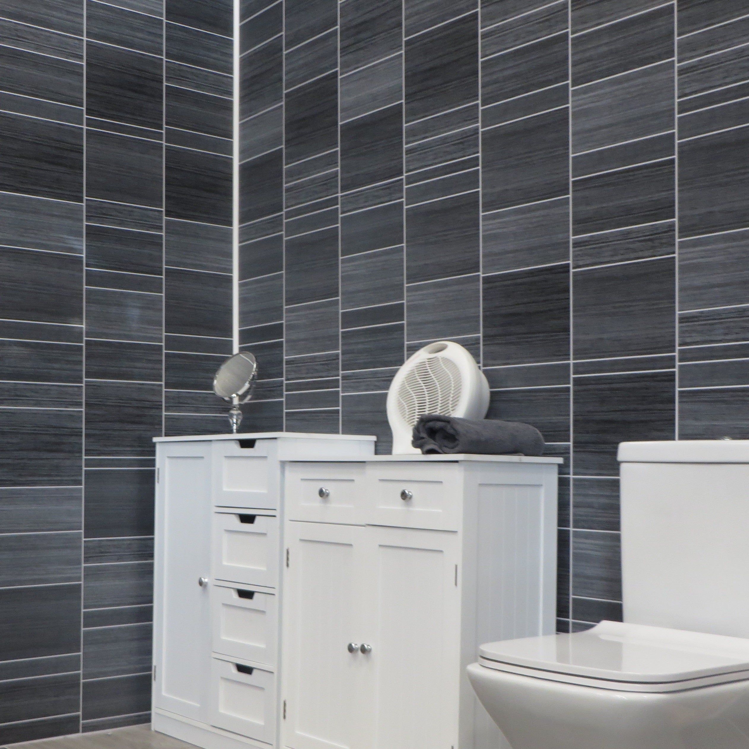 Sample of Executive Grey 8mm Bathroom Wall Panels PVC Cladding