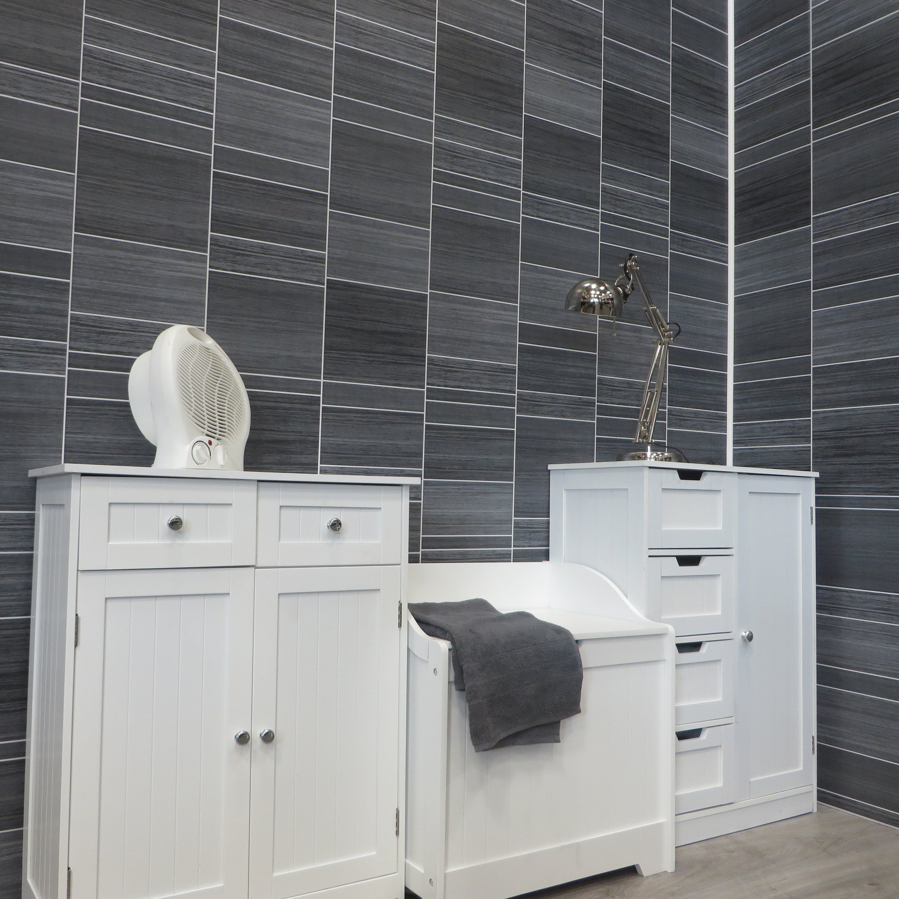 Sample of Executive Grey 8mm Bathroom Wall Panels PVC Cladding - 0