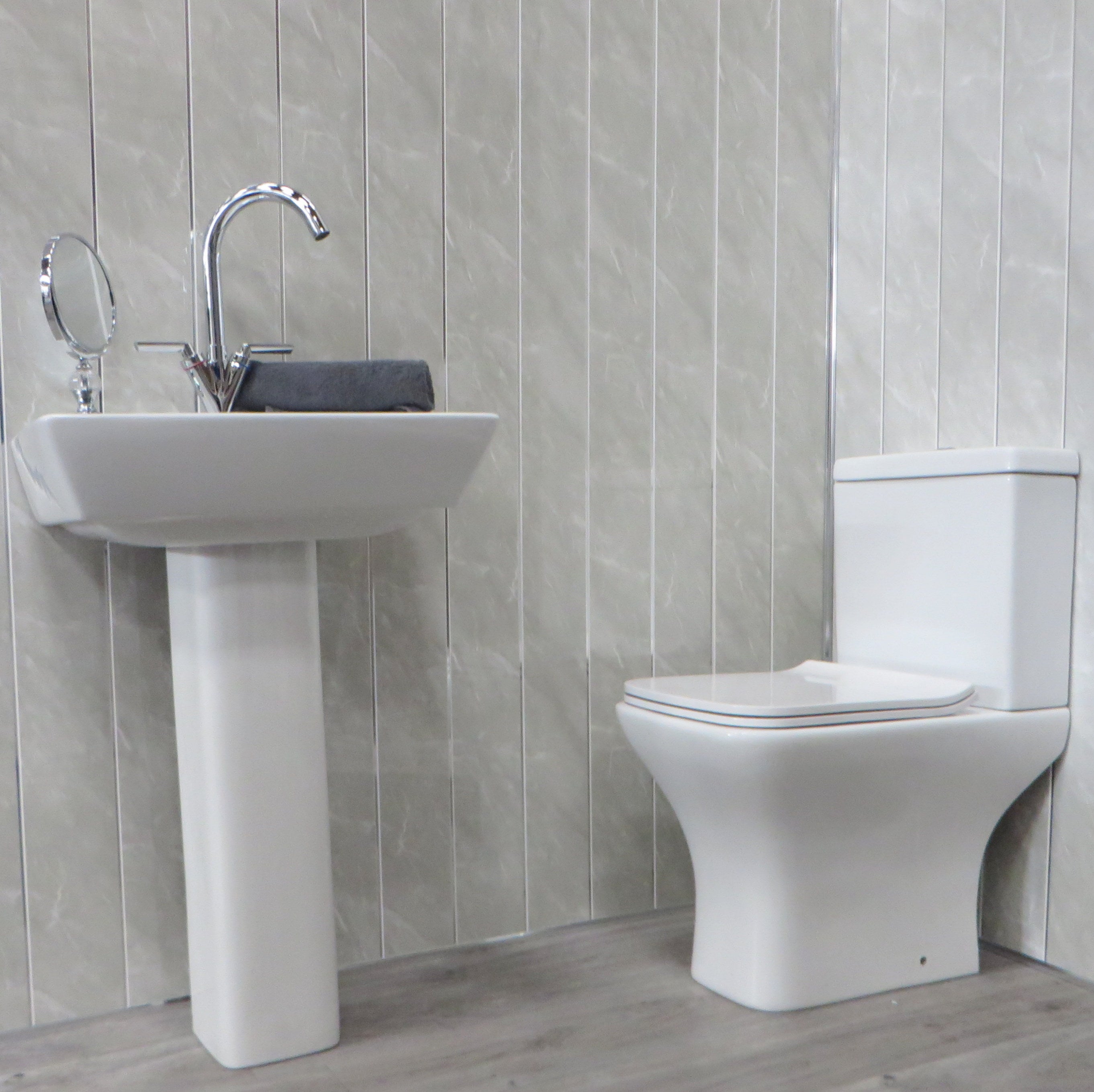 Grey Marble & Chrome 5mm Bathroom Cladding Wet Wall Panels - 0