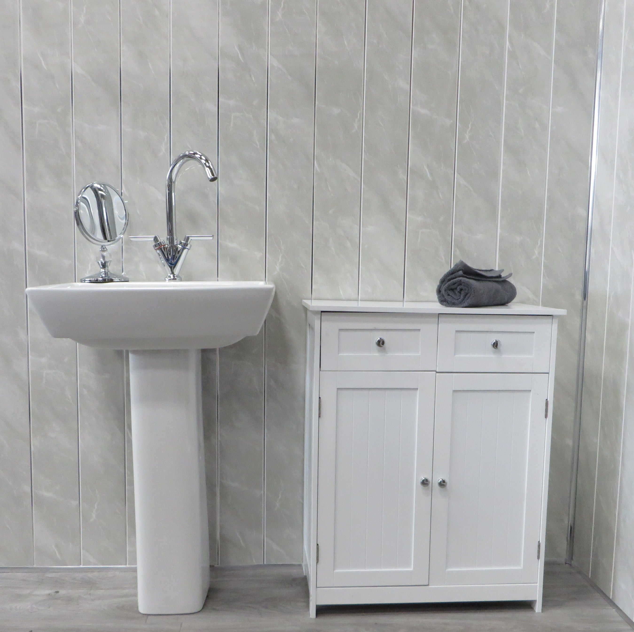 Grey Marble & Chrome 5mm Bathroom Cladding Wet Wall Panels