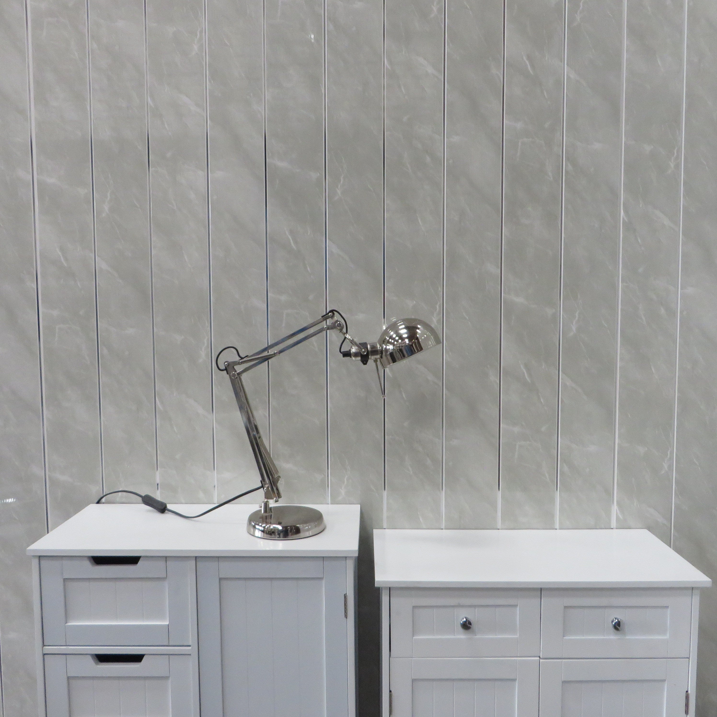 Grey Marble & Chrome 5mm Bathroom Cladding Wet Wall Panels