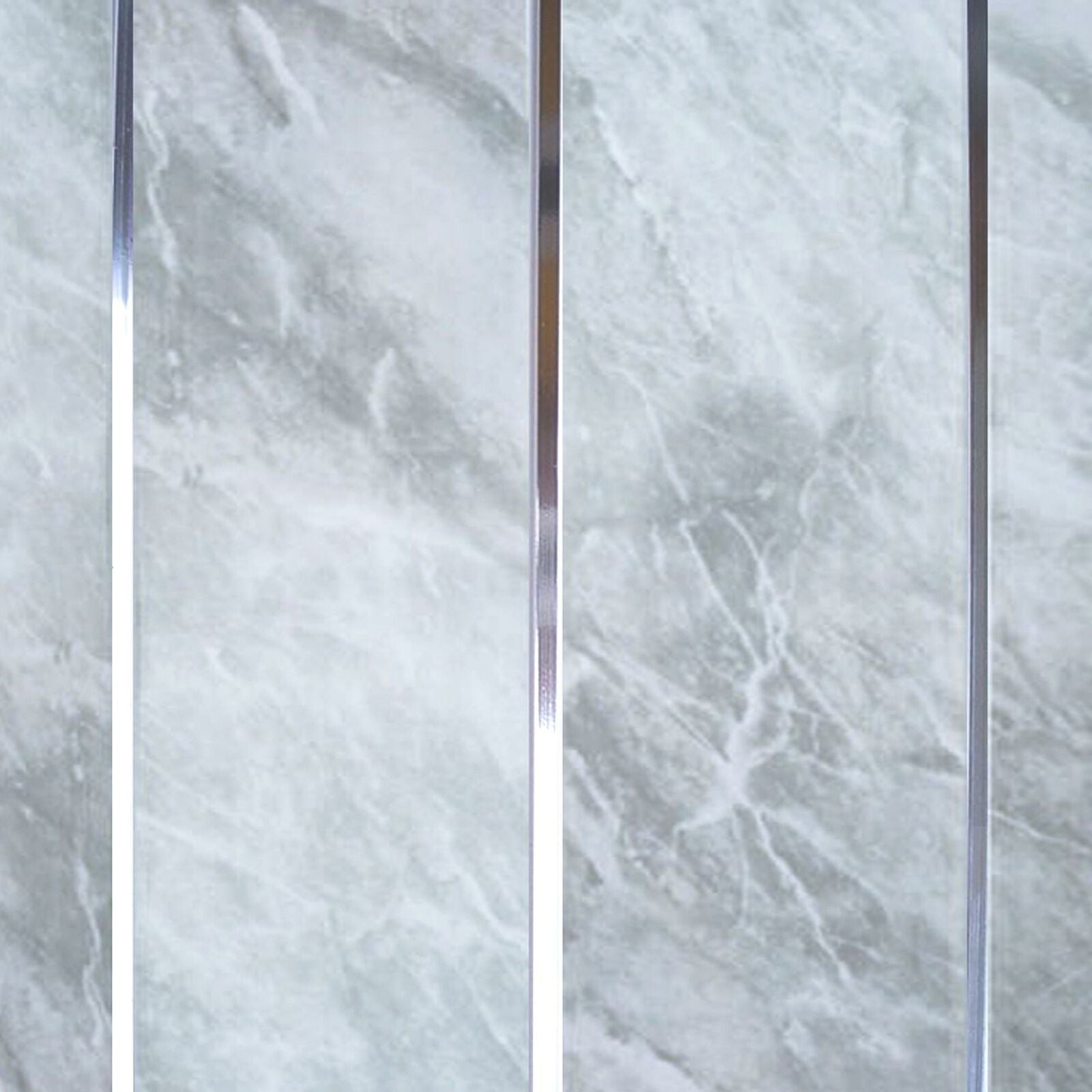 Grey Marble & Chrome 8mm Bathroom Wall Panels PVC Cladding